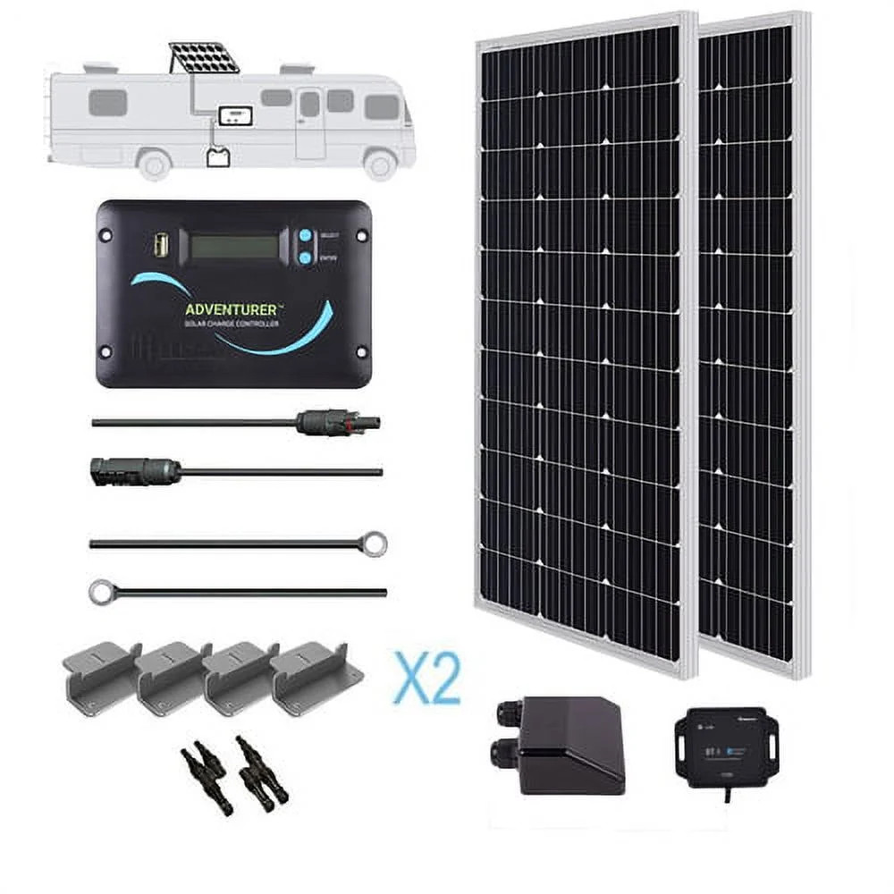 200 Watts 12 Volts Monocrystalline Solar RV Off-Grid Kit 30A PWM LCD Controller