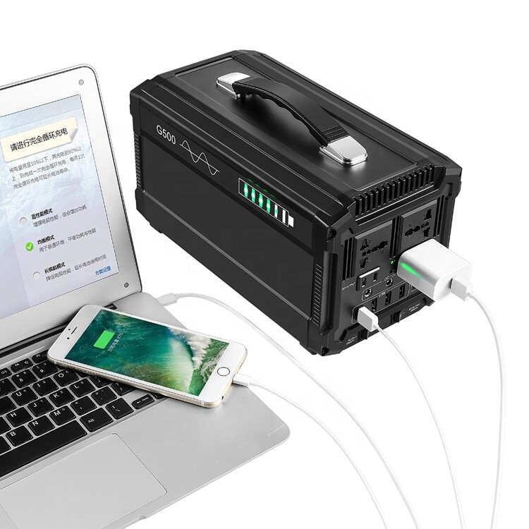 500W Large Capacity Lithium Generator Portable Solar Power Station Pure Sine Wav