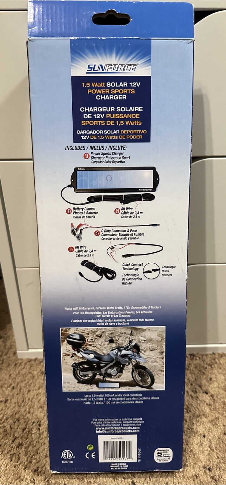 Sun Force 1.5 W Solar 12 V Power Sports Charger