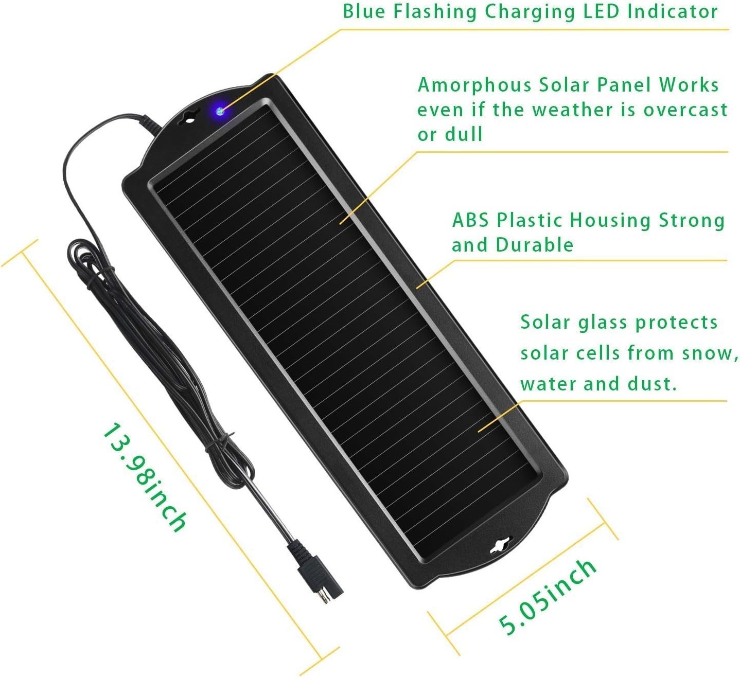 Car Battery Trickle Charger & Maintainer 12V Solar Panel Power Battery Charger w