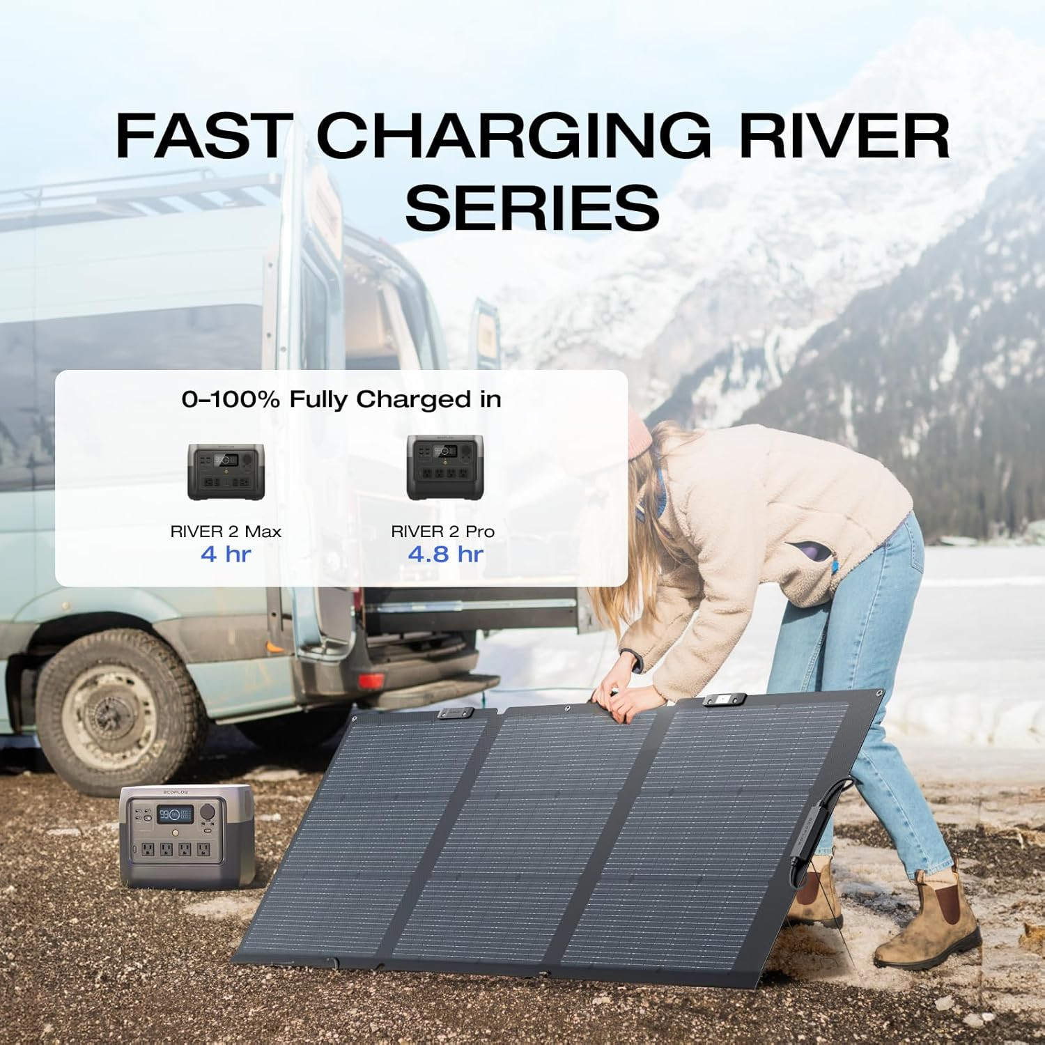 EF ECOFLOW River 2 Max 500 Solar Generator 499Wh Long-Life Lifepo4 Portable Powe