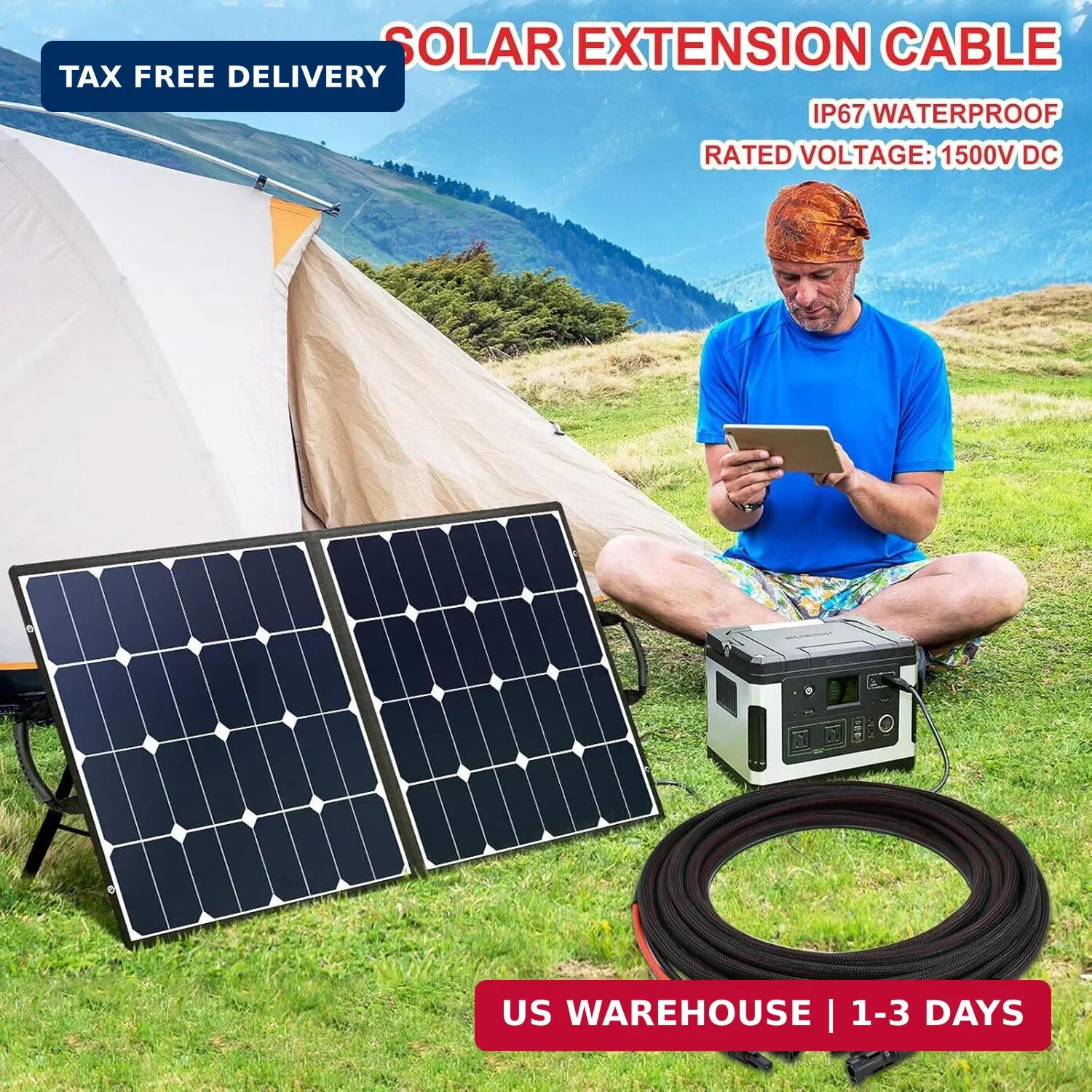Twin Wire 100FT Solar Extension Cable – 10AWG(6mm²) Solar Panel Connector, with