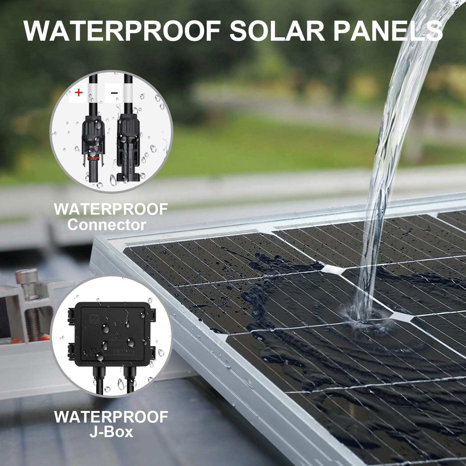 100W 18V Solar Panel 2-Pack for 12V Battery Charging, Monocrystalline Glass Modu