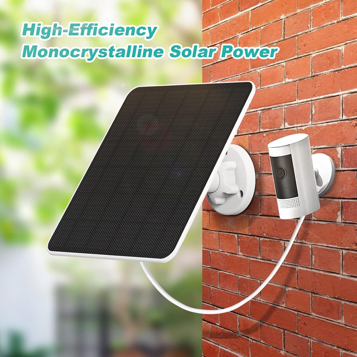 5W Solar Panel Charger for Ring Stick Up Cam Spotlight Cam IP65 Waterproof