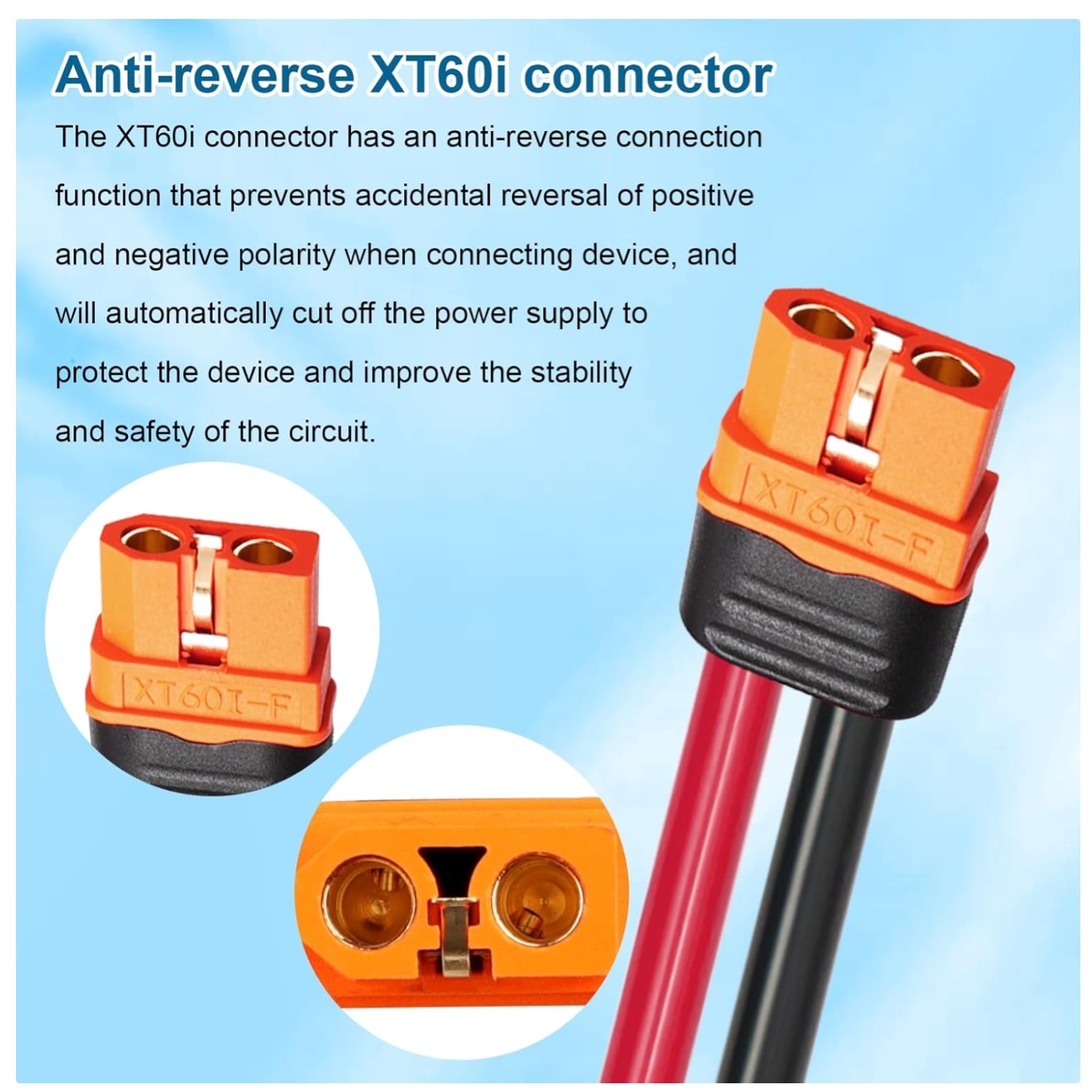 XT60i Cable for Portable Power Station 25ft