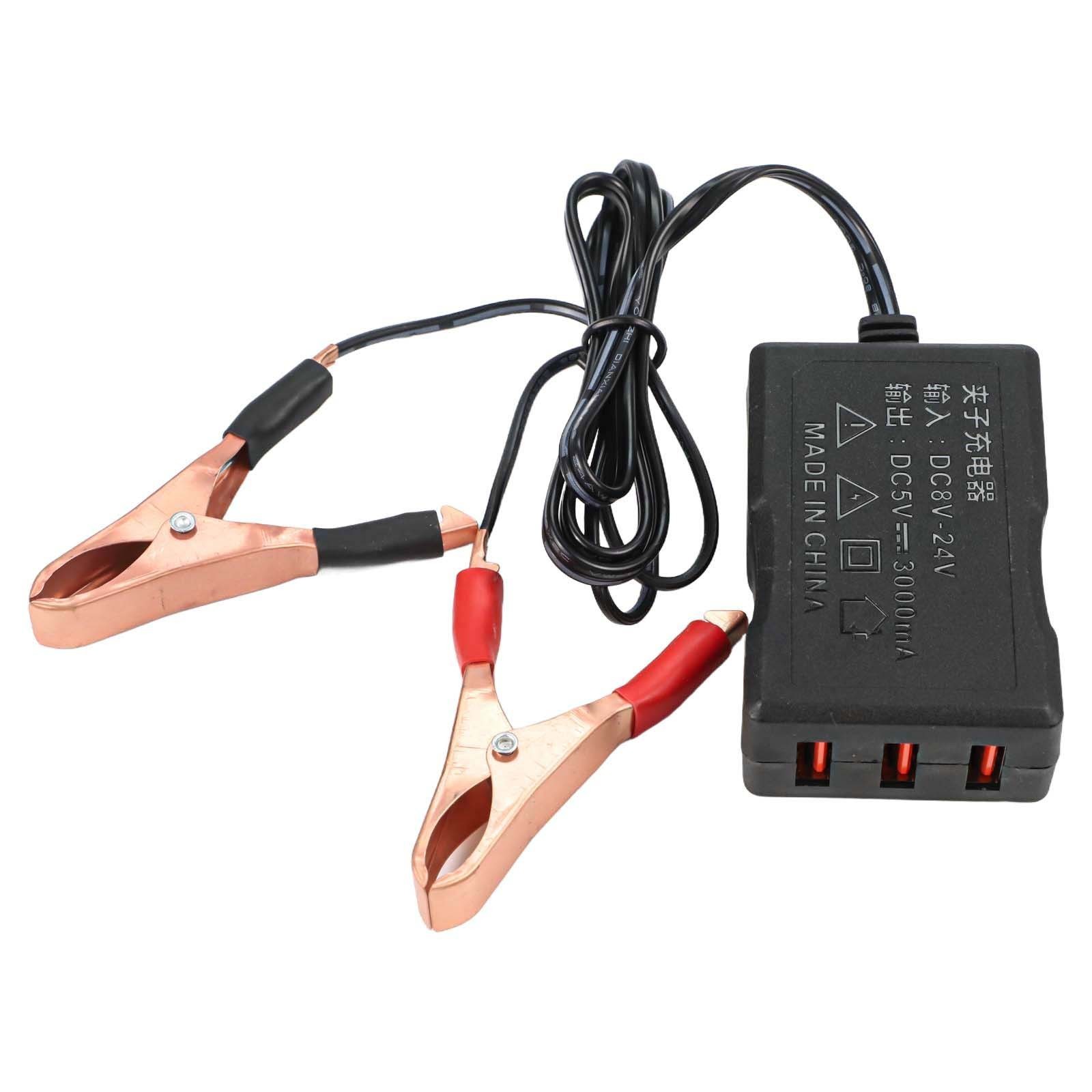 Powerful DC USB Converter 12V 24V to 5V with Battery Clip for Fast Charging