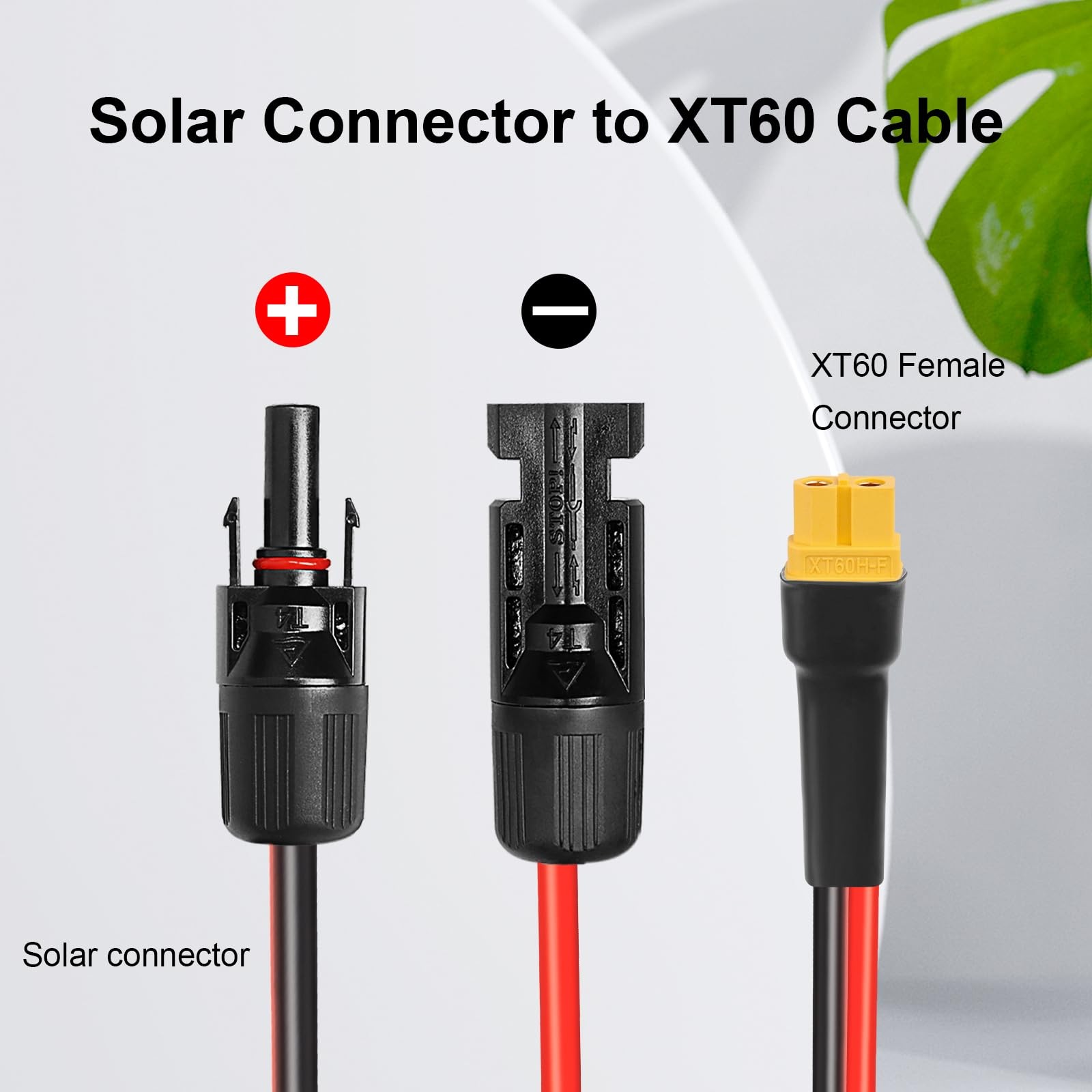 Solar Connector to XT60 Cable 35FT, 10AWG Solar to XT60 Female Extension Cabl…
