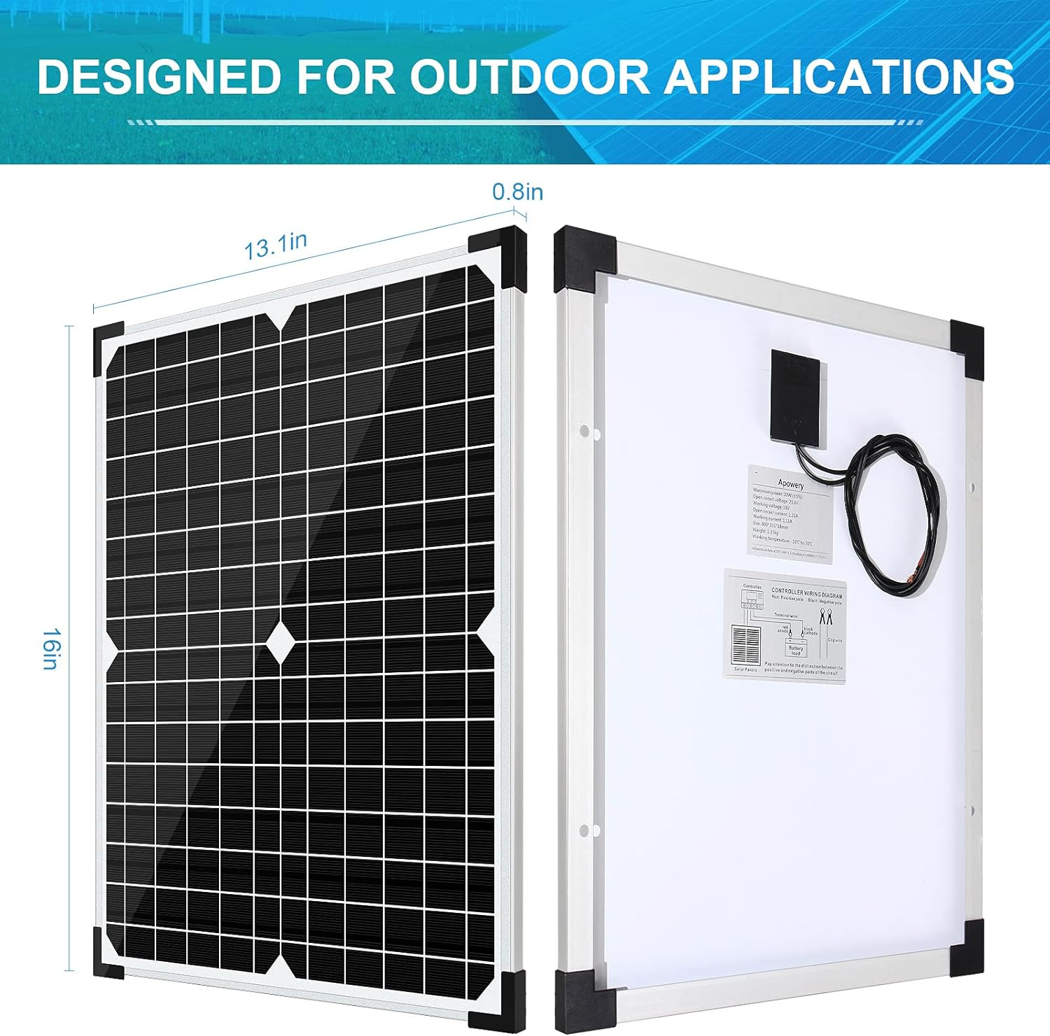 Mantenedor del cargador de bateria solar 20 W Y 12 V Impermeable Para Coche