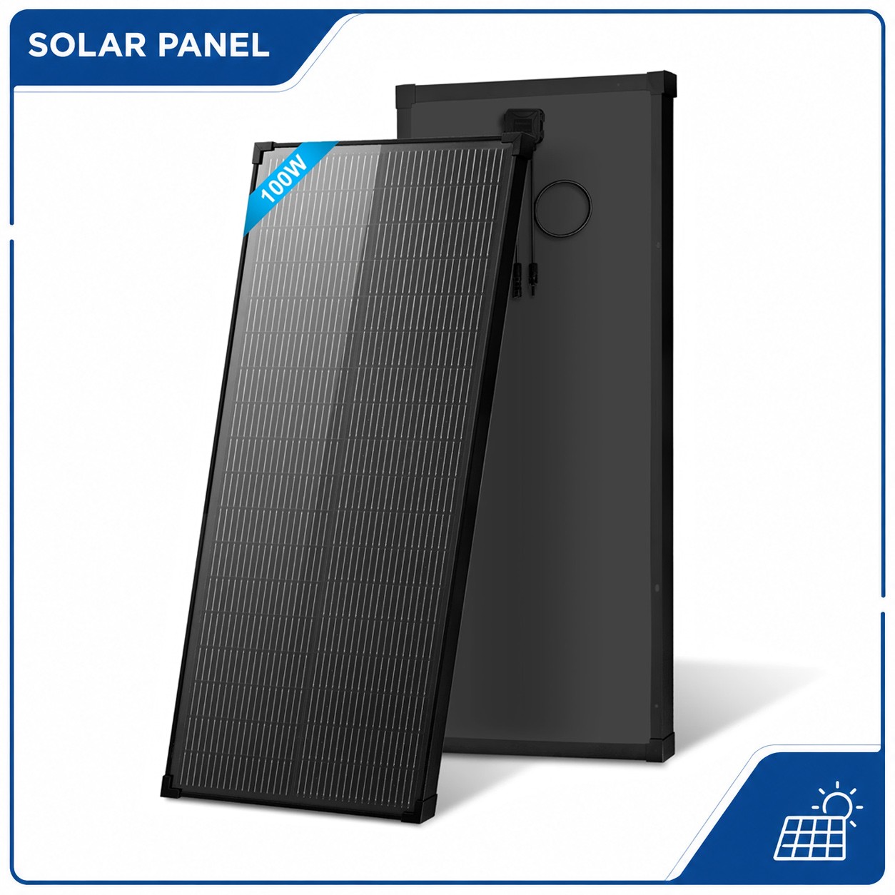 AternaSol 100W Solar Panel Mono 18V 18BB N-Type PV Off-Grid RV Home Roof Battery