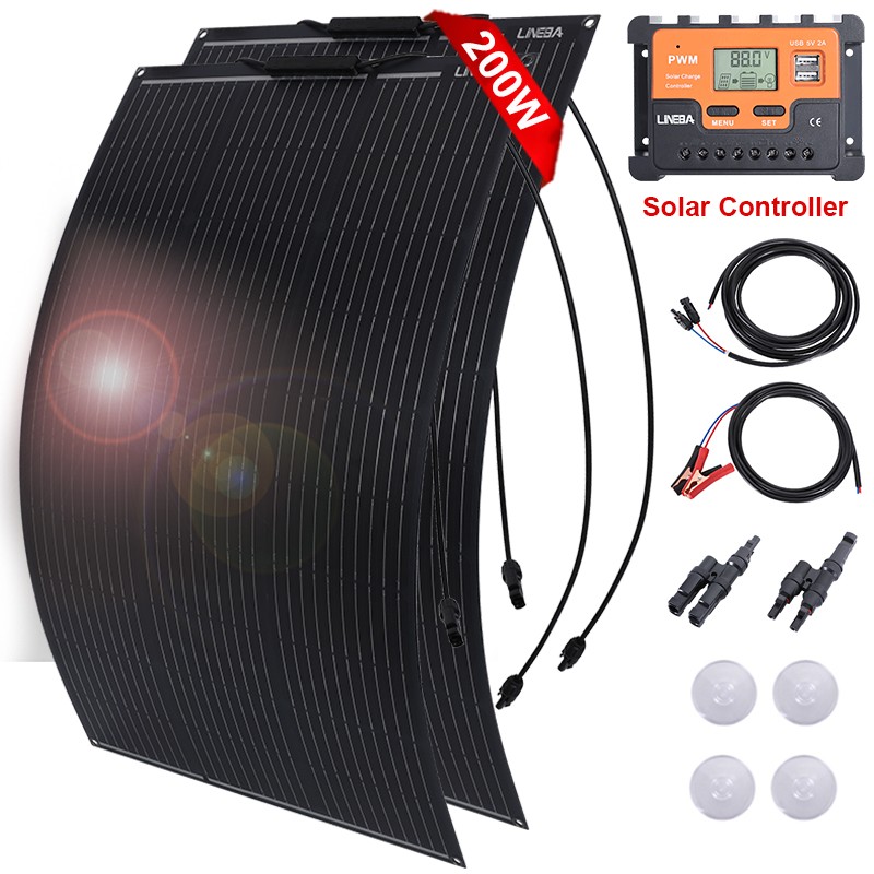18V 400W Flexible Solar Panel Mono Camping Home RV Battery Charge Off-Grid 12V
