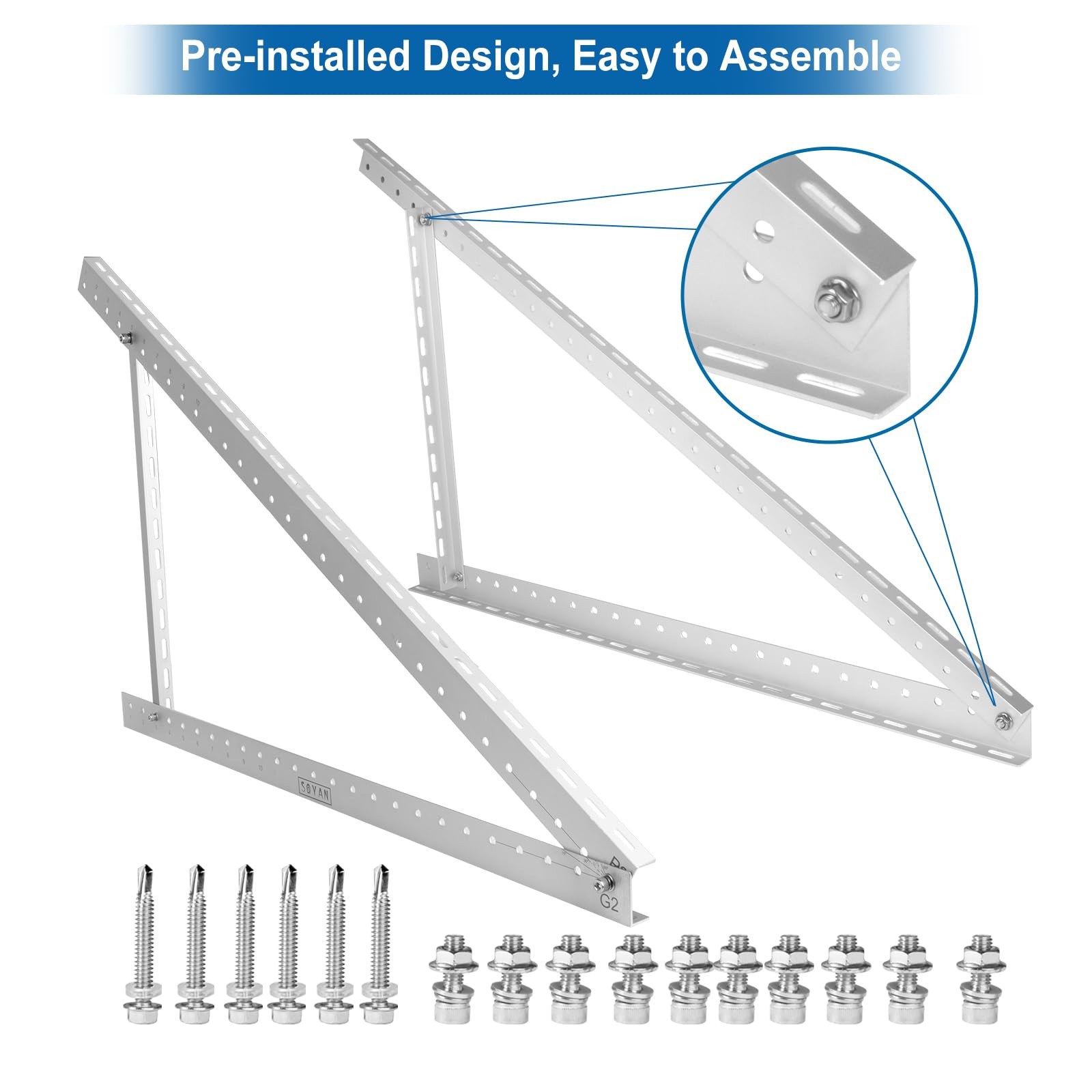2 Sets 45″ Solar Panel Mount Brackets for 100-400 Watts Solar Panel with Enha…