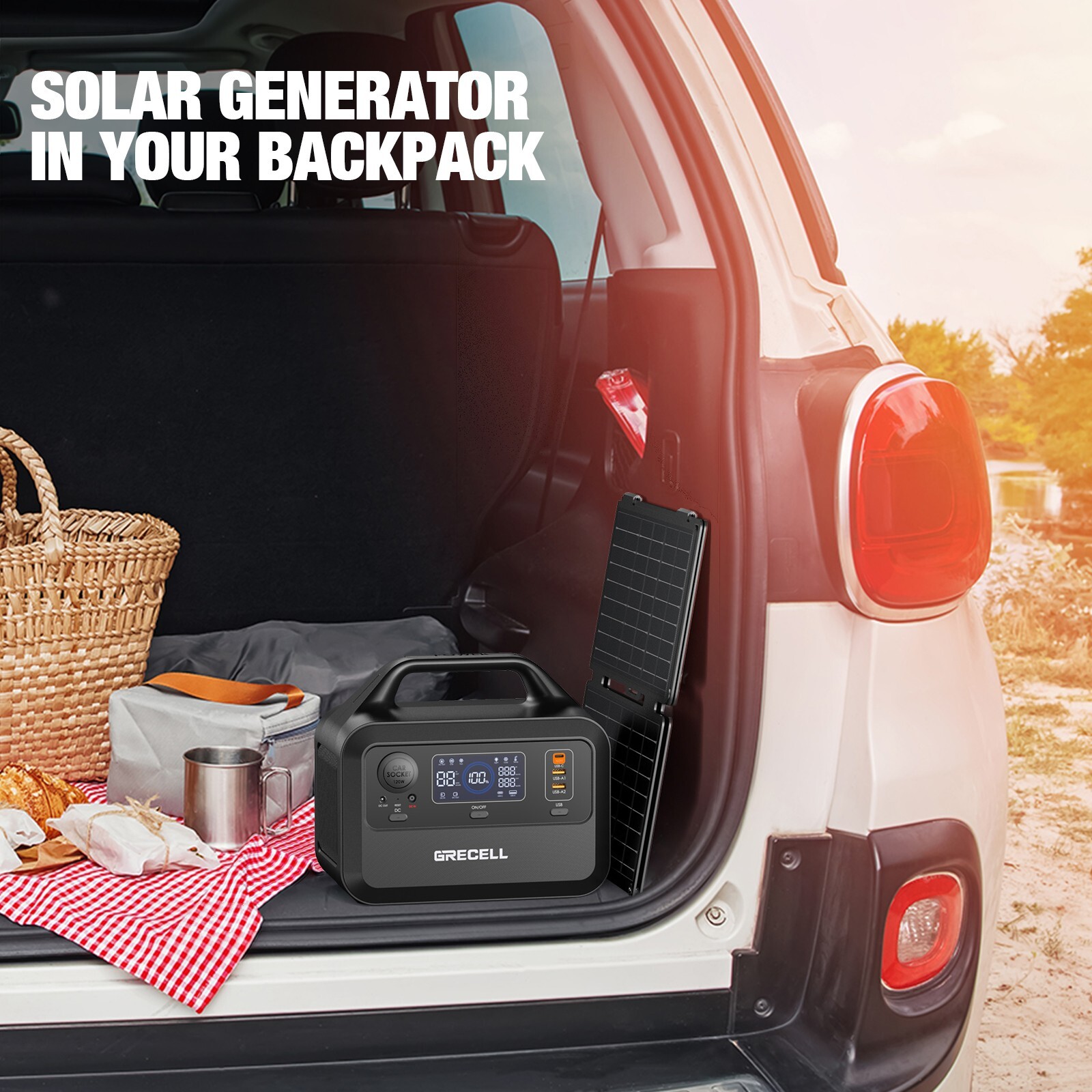 Grecell 300W Power Station Portable Solar Generator Battery + 40W Panel (USED)