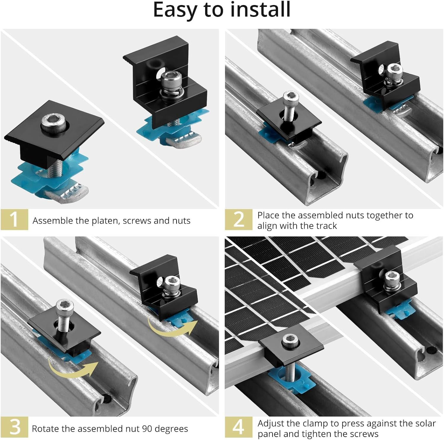 10 PCS Solar Panel Mounting Brackets for Unistrut, Aluminium 30mm/35mm 6 x T-…