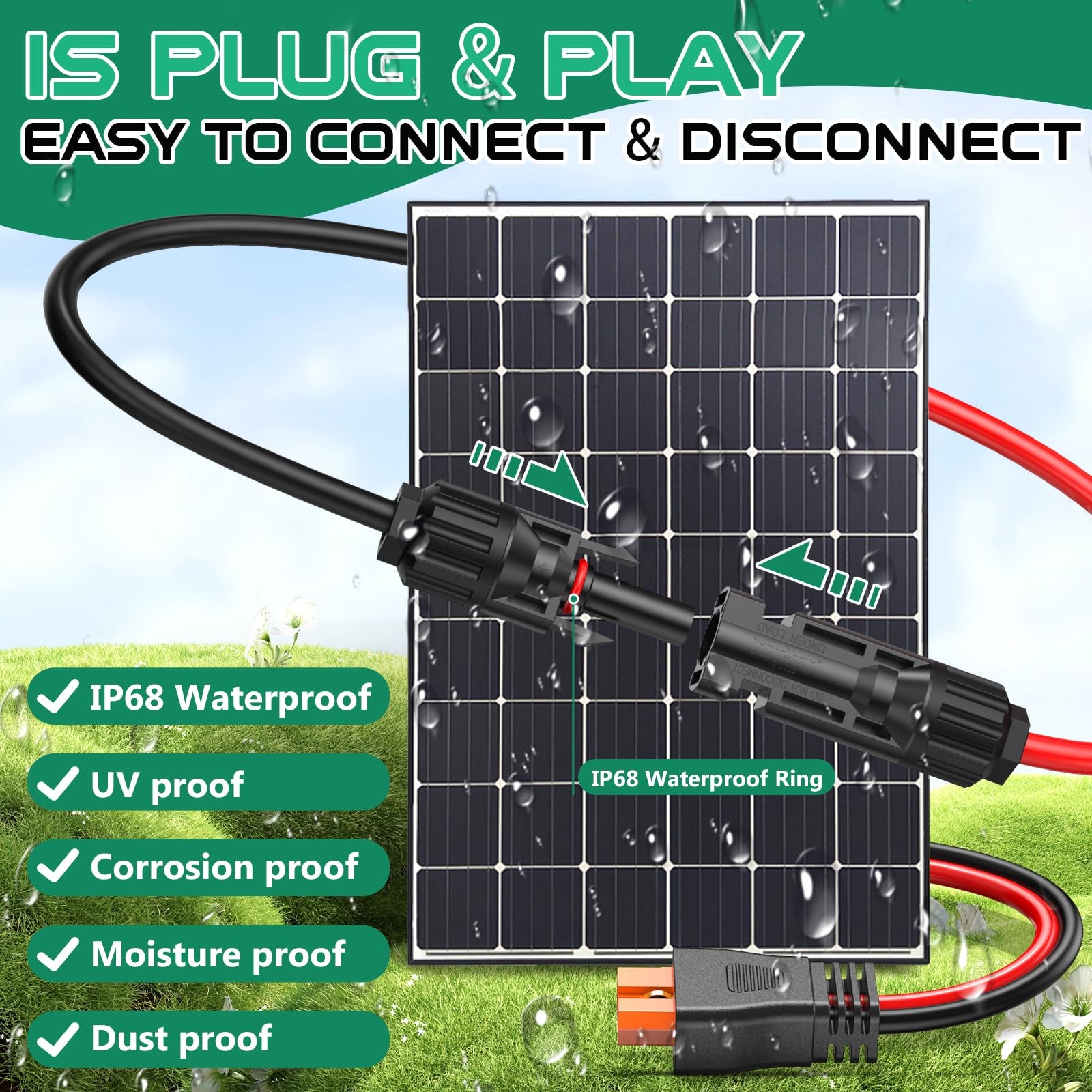 12AWG XT60i Solar Cable 20FT, Solar to XT60i Cable 3 10 15 25 30 40 50FT, Sol…