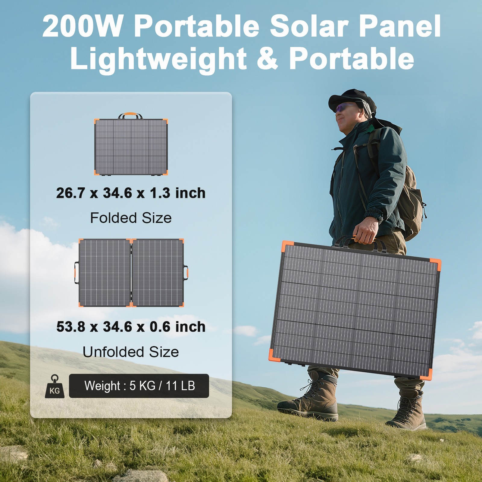 Bifacial Portable Solar Panel 100W 200W for Ecoflow Delta 2 Power Station