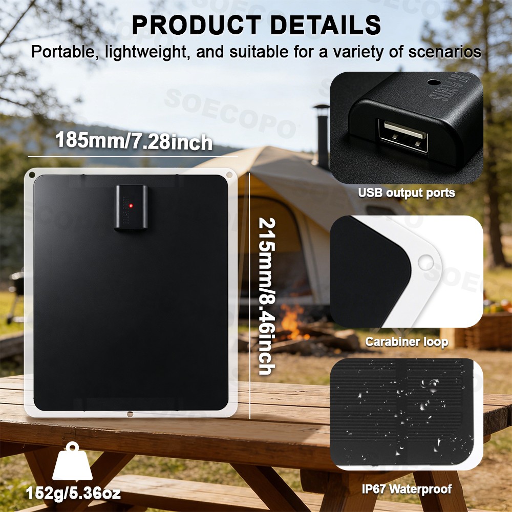20W Flexible Solar Panel Charger Monocrystalline with USB Output Fast & Charger