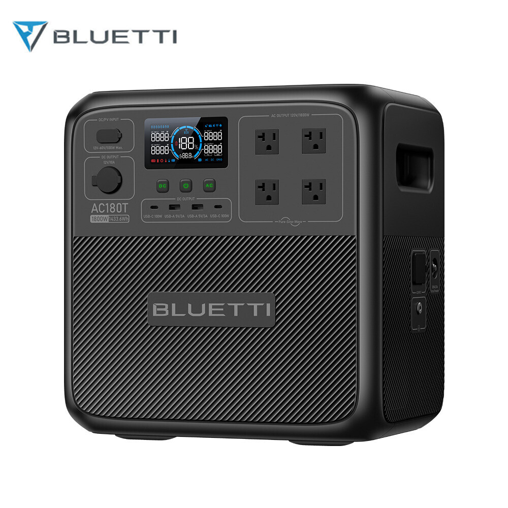 BLUETTI AC180T 1800W 1433Wh Power Station Swappable Battery Design for Travel