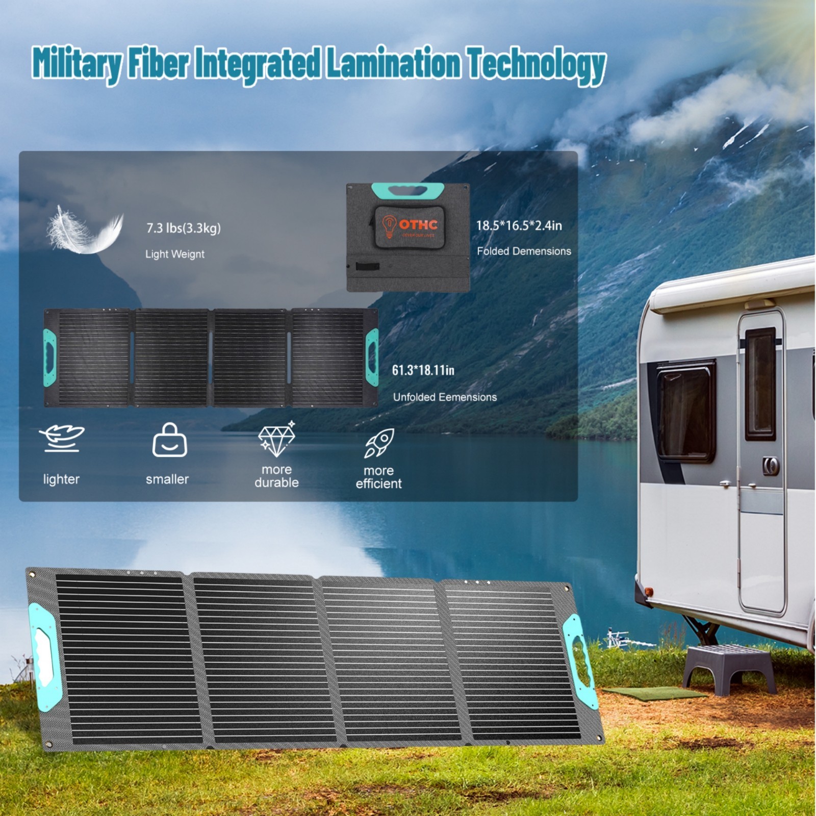 100 watt solar panels waterproof with USB & Type-C Output for Outdoor Camping RV