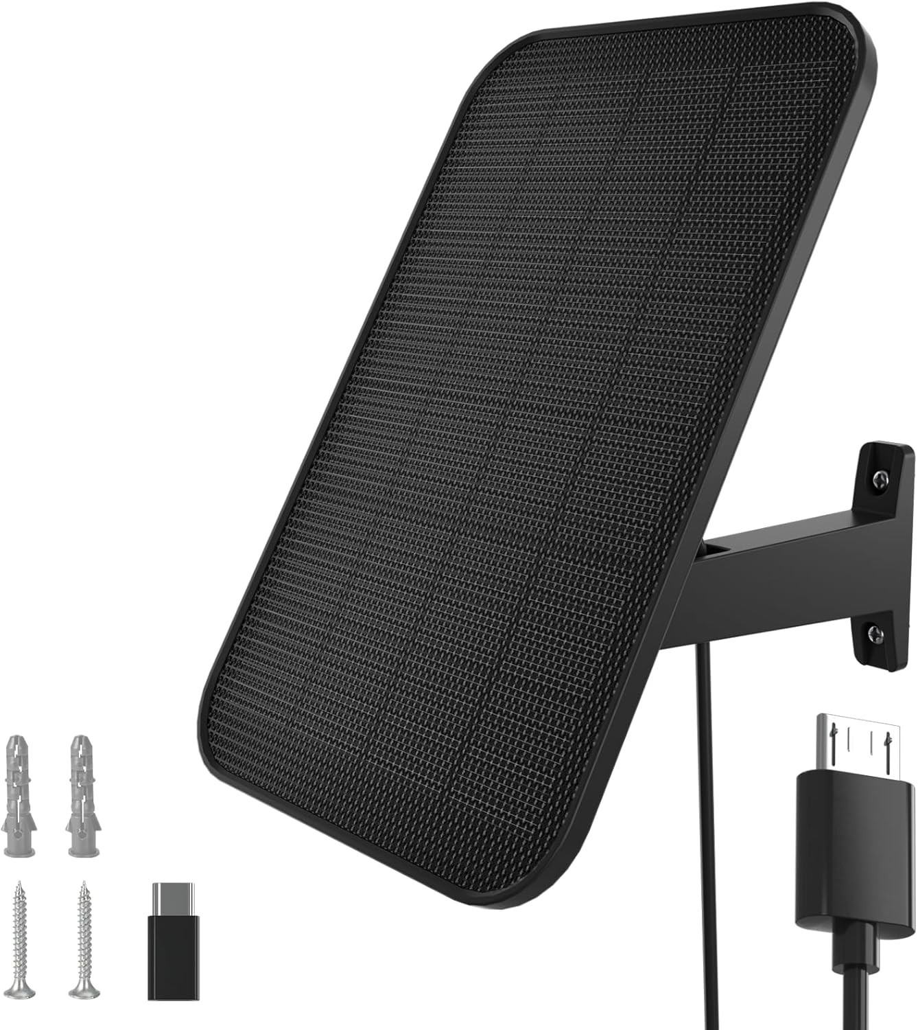 Solar Panel 3.2W 13ft Cable 360° Mount Micro USB USB-C for Arlo Essential XL