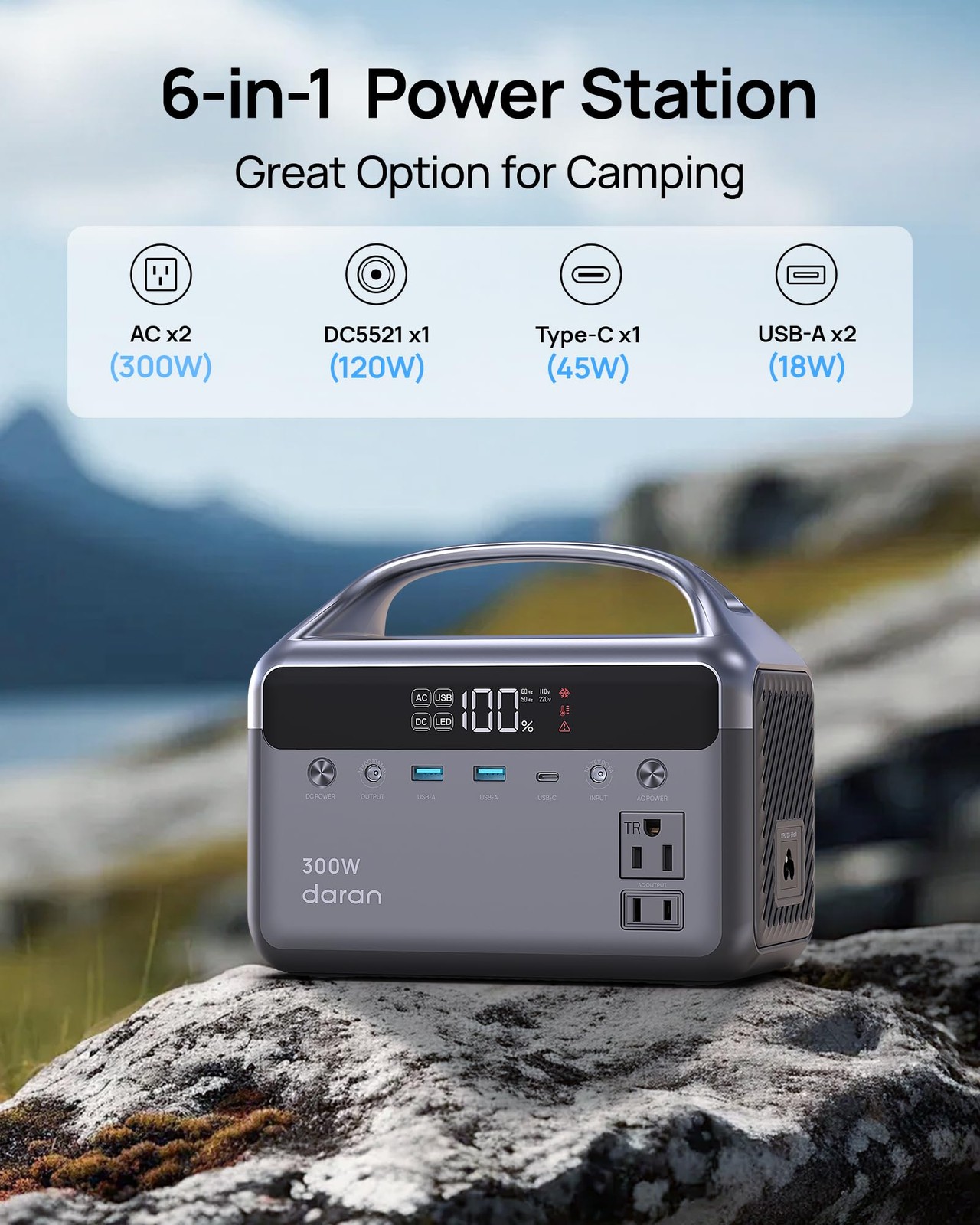 Portable Power Station, 300W (Surge 600W) 192Wh(60,000mAh) Power Bank with 11…