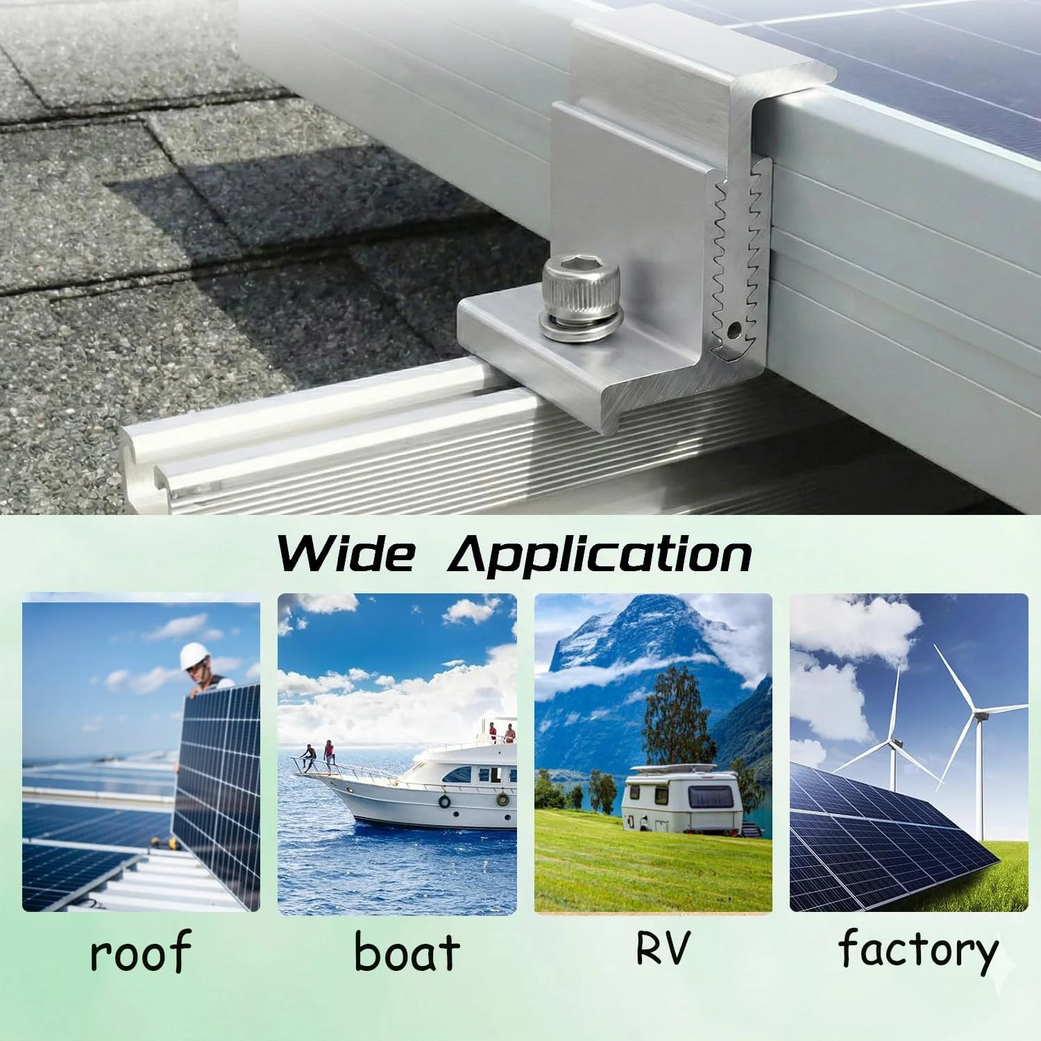 Solar Panel End Clamp Mounting Brackets 10 Pcs 32-50mm for Framed Solar