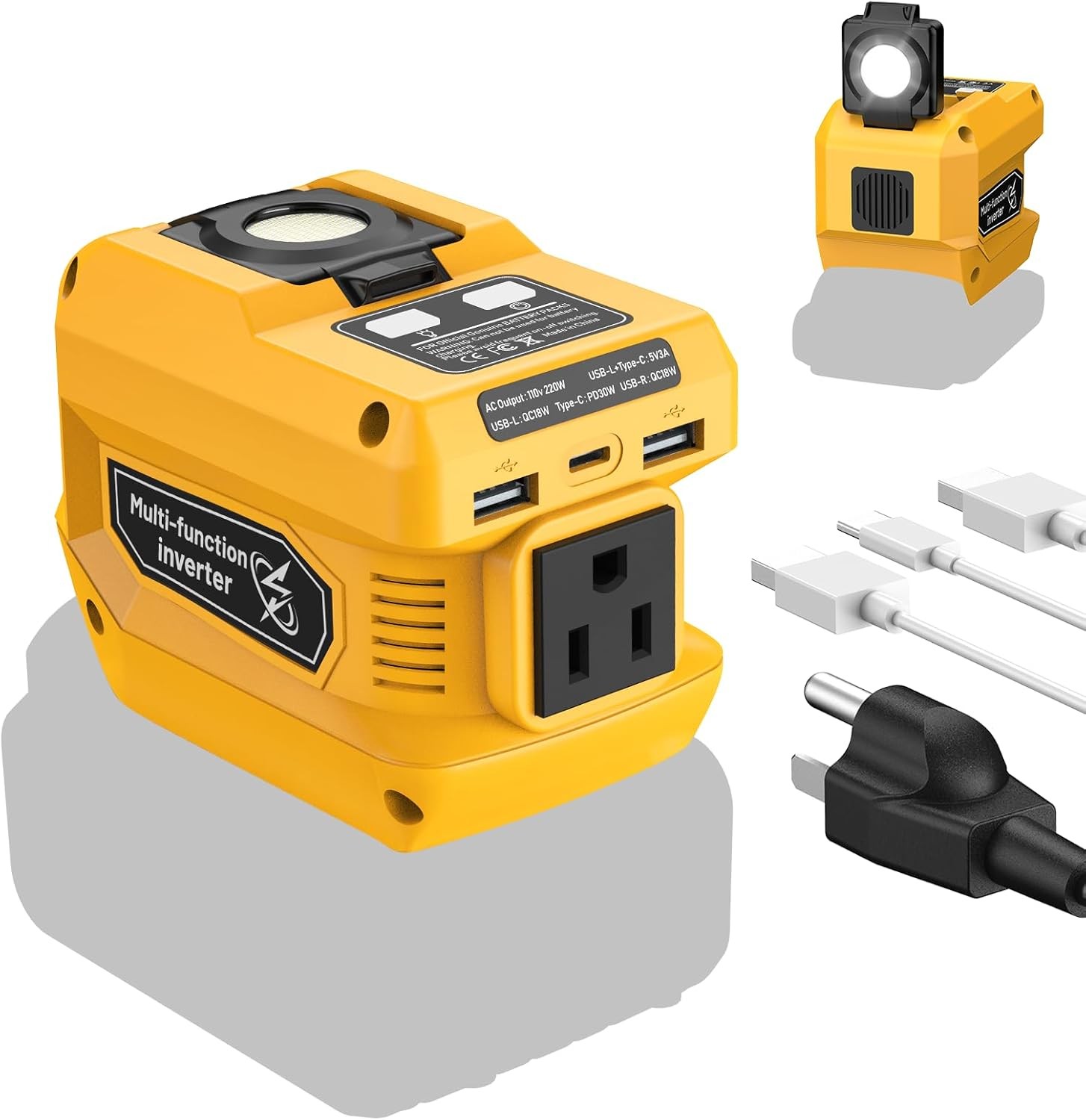 200W Power Inverter for Dewalt 20V Battery, DC 20V to AC 110-120V Battery Inv…