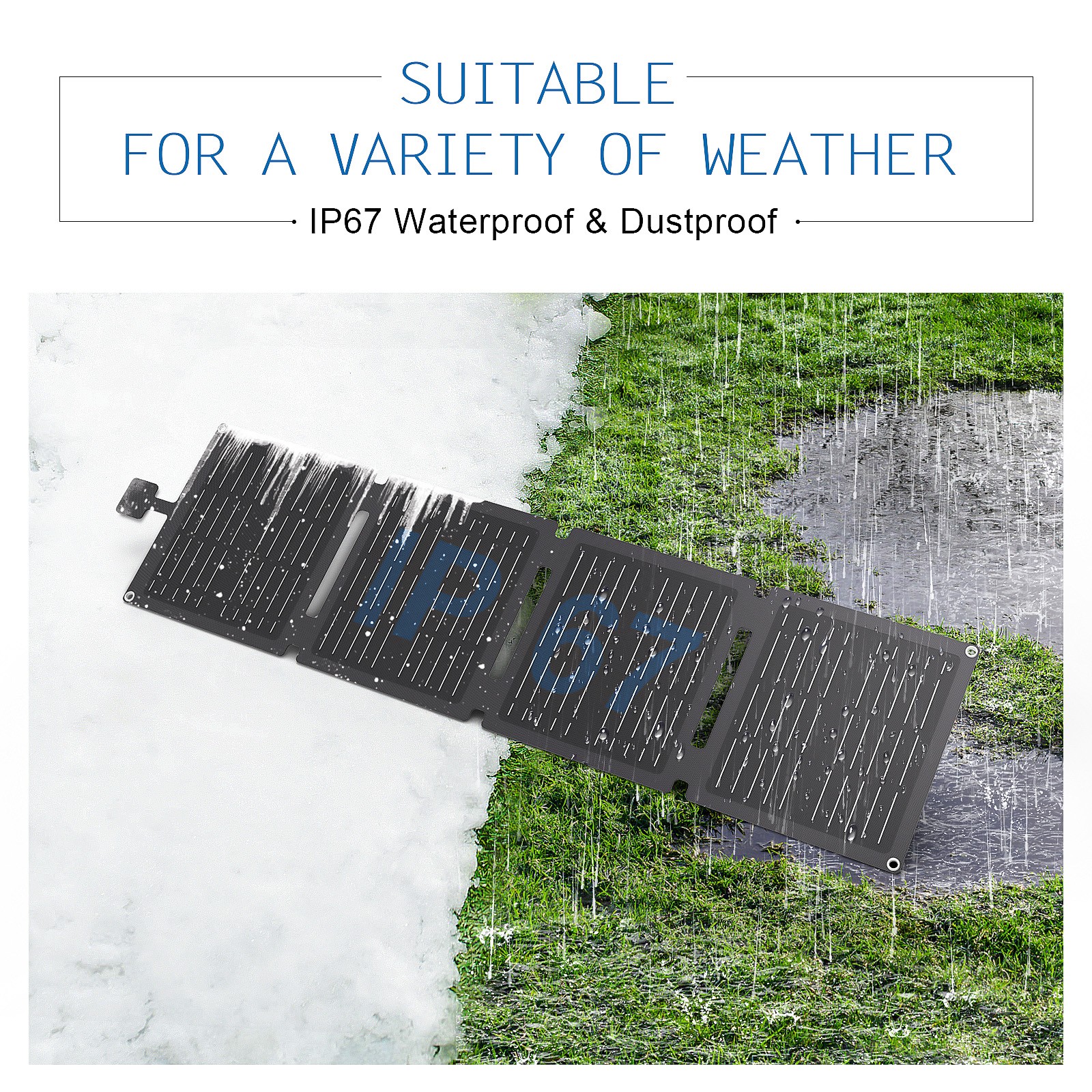 30W Foldable Waterproof Mono Solar Panel Charger RV with USB-C & USB-A Power NEW