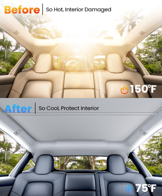 Protector Solar Techo Model Y Juniper 2025-2026 Aislante Plegable