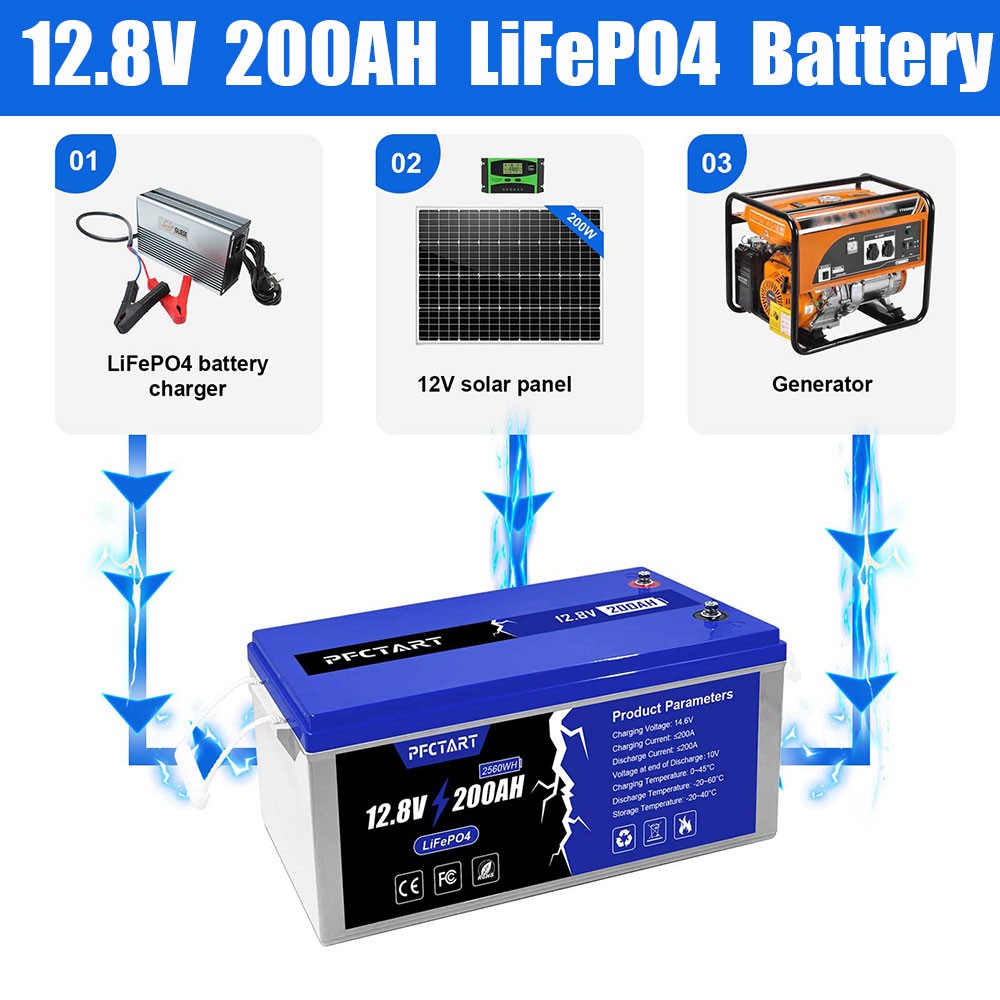 12V 200Ah Lithium Iron Phosphate LiFePO4 battery Deep Cycle For Solar RV OffGrid