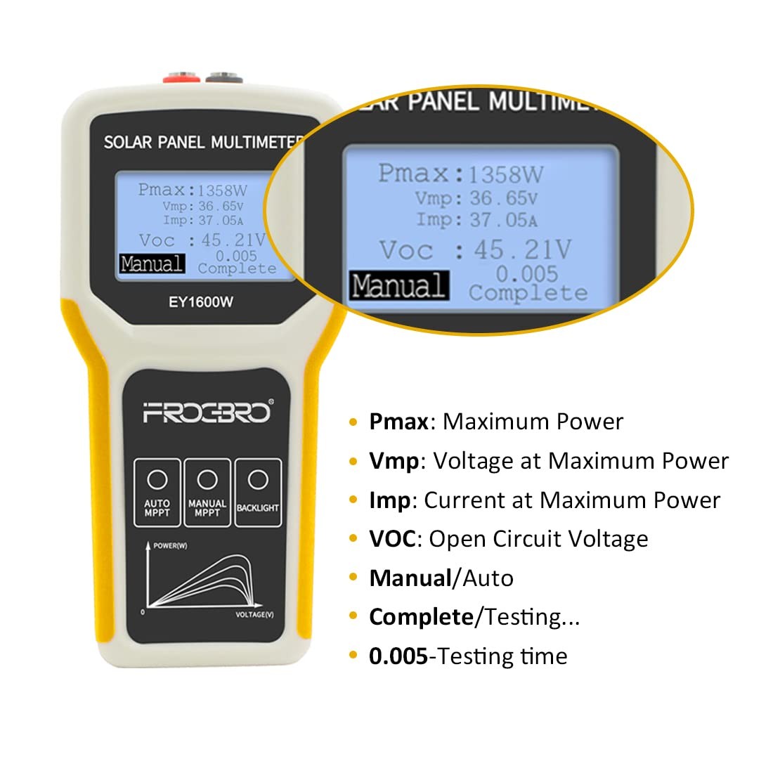 FrogBro Upgrade Solar Panel Tester Photovoltaic Multimeter Upgrade 1600W with…