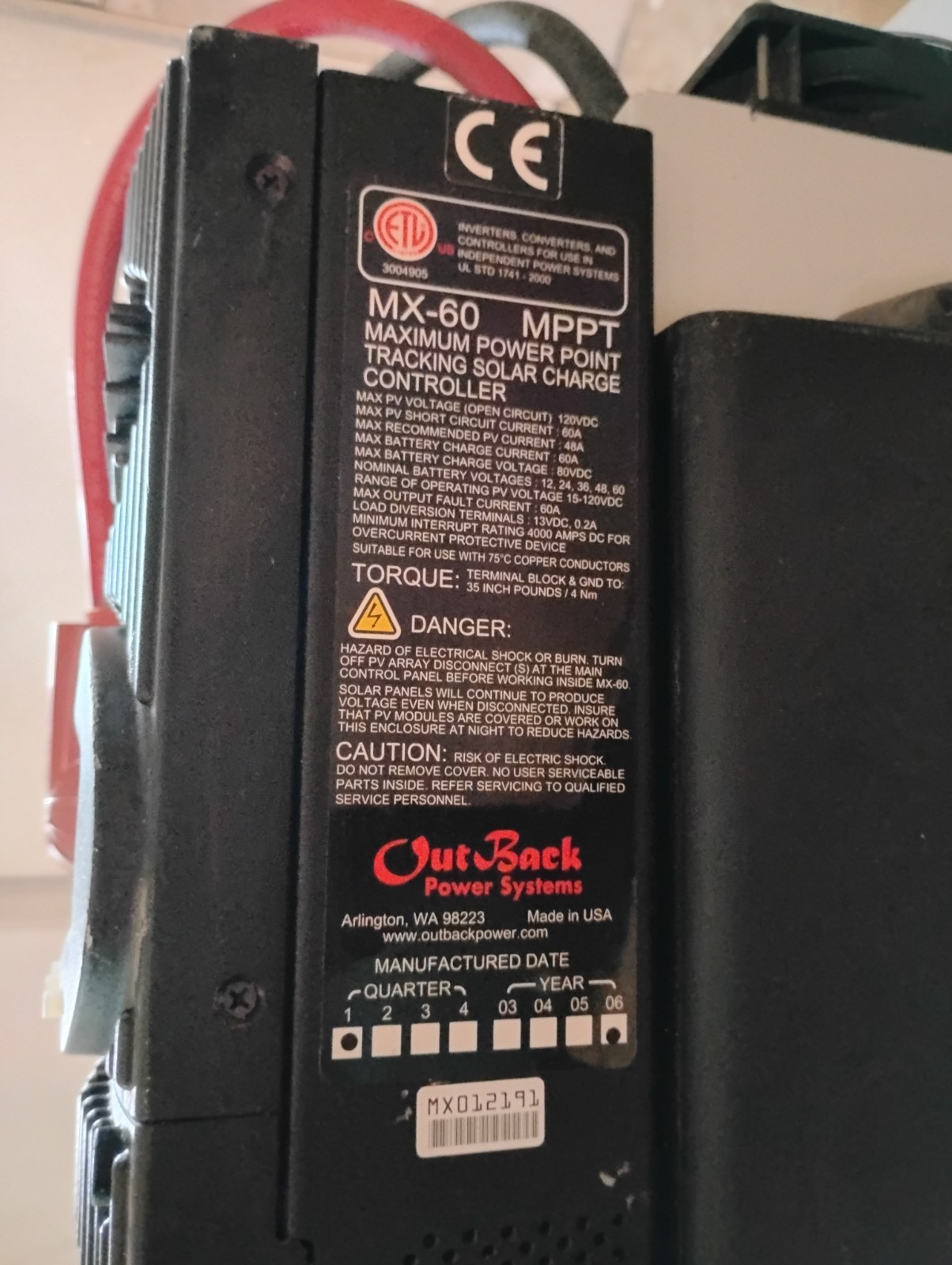 Outback Power PS1- 2500 Power System Pre Wired Solar System Cabinet 24V/120 NOS