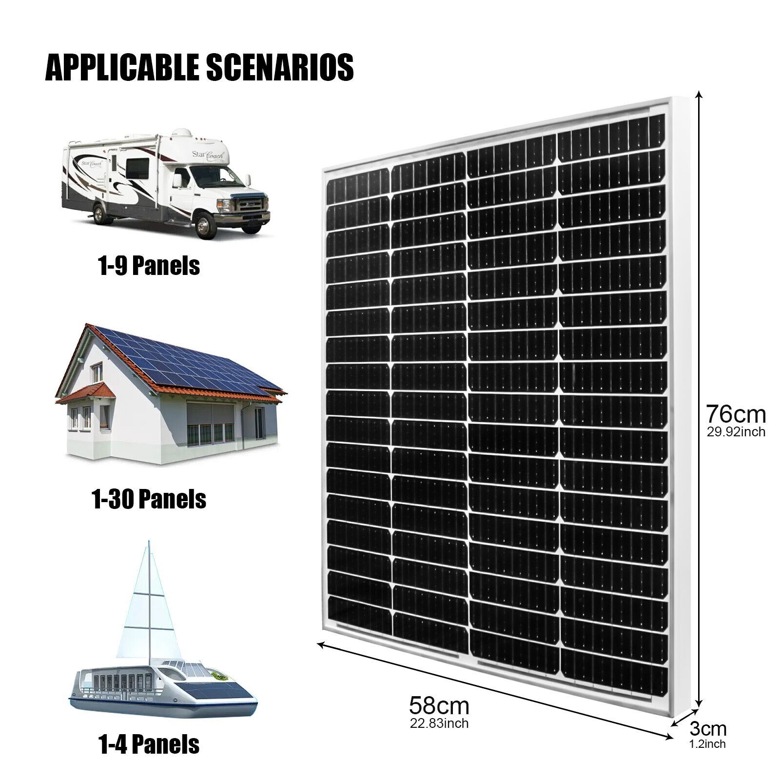 100W Solar Panels Mono Solar Module 12 Volt 12V RV Boat Off Grid Fast Shipping