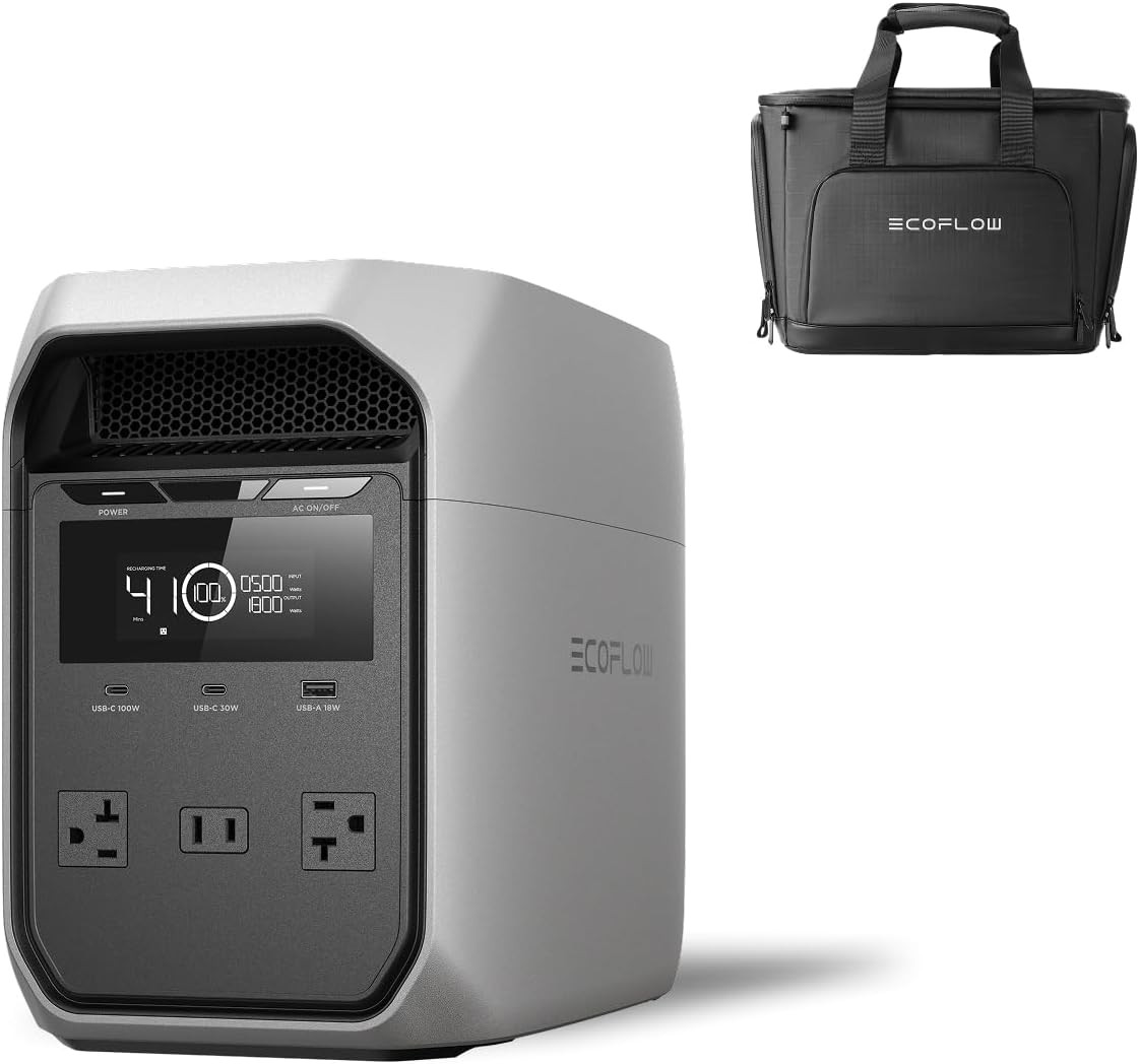 1024Wh LiFePO4 (LFP) Battery, 1800W AC/100W USB-C Output, Solar Generator