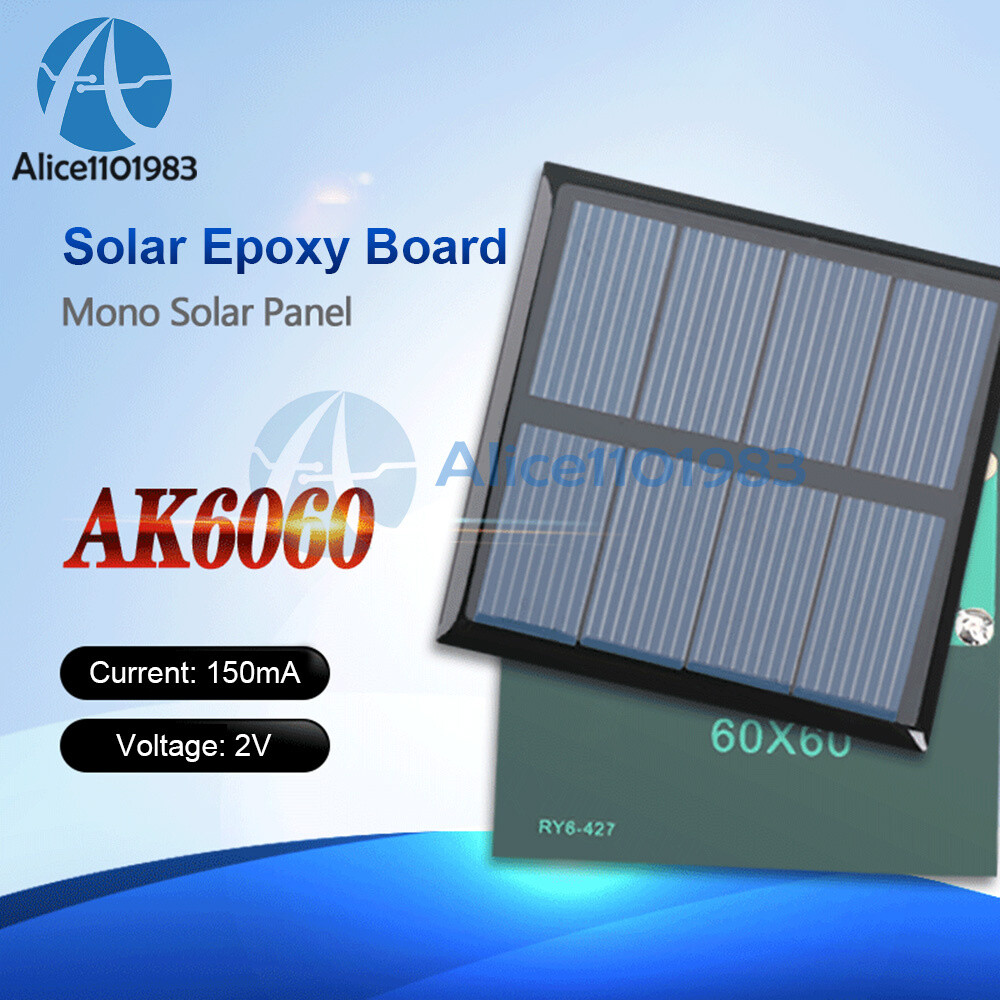 60X60mm 2V 150MA Monocrystalline Solar Panel Module For DIY Motor Toys Lawn Lamp