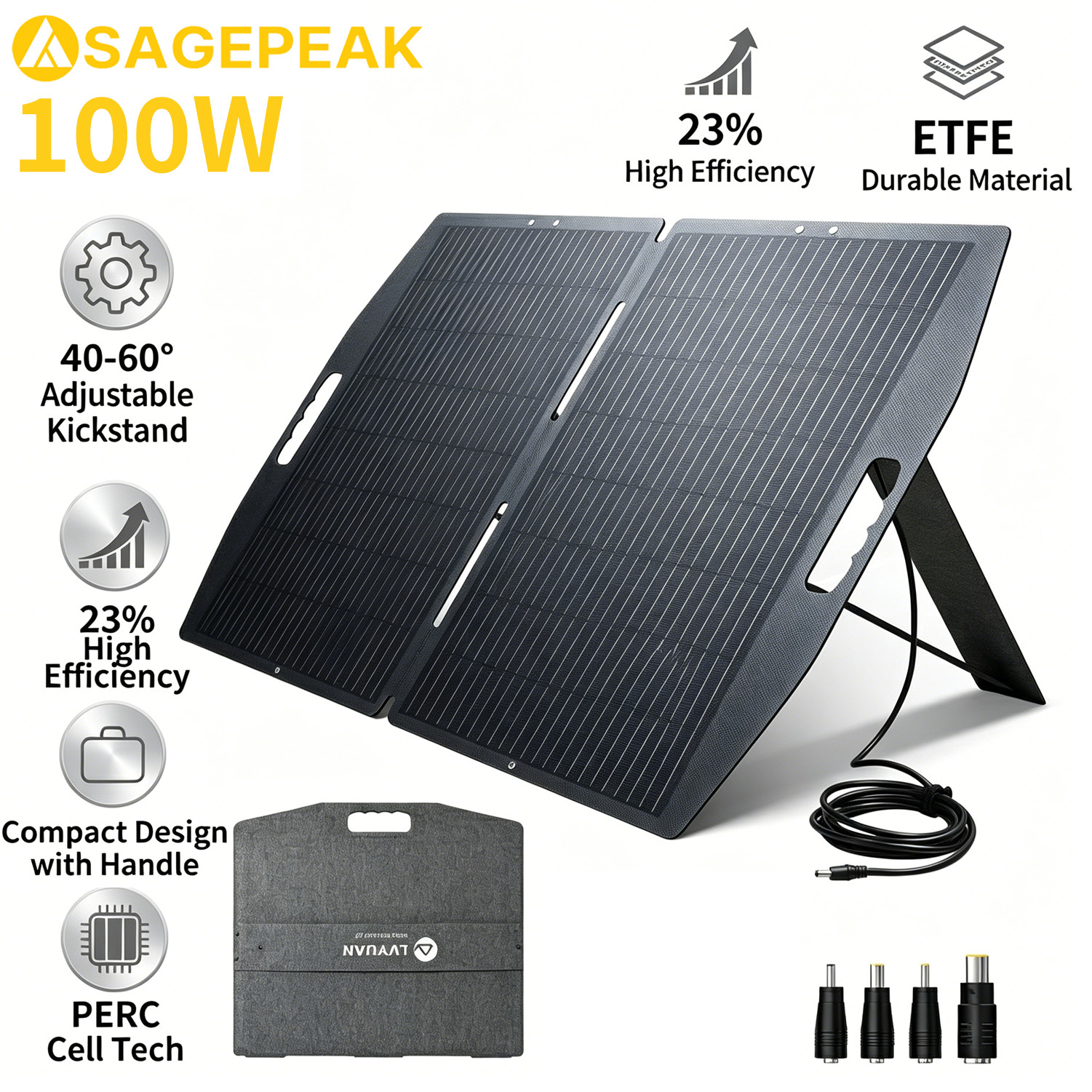 100W 200W 300W 400W Foldable Solar Panel 48V 18V Portable Charger RV Camping Kit