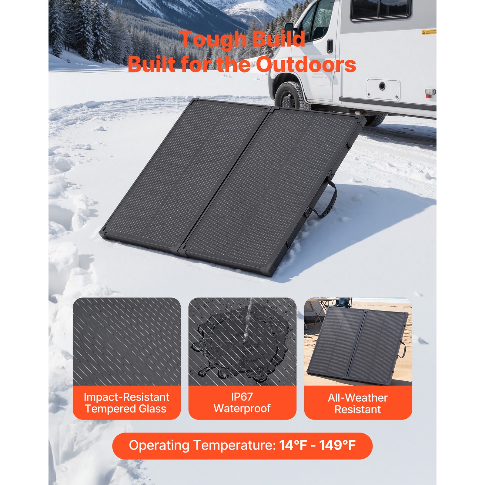 Uimoso 100W Foldable Solar Panel with 30A Controller Portable Monocrystalline