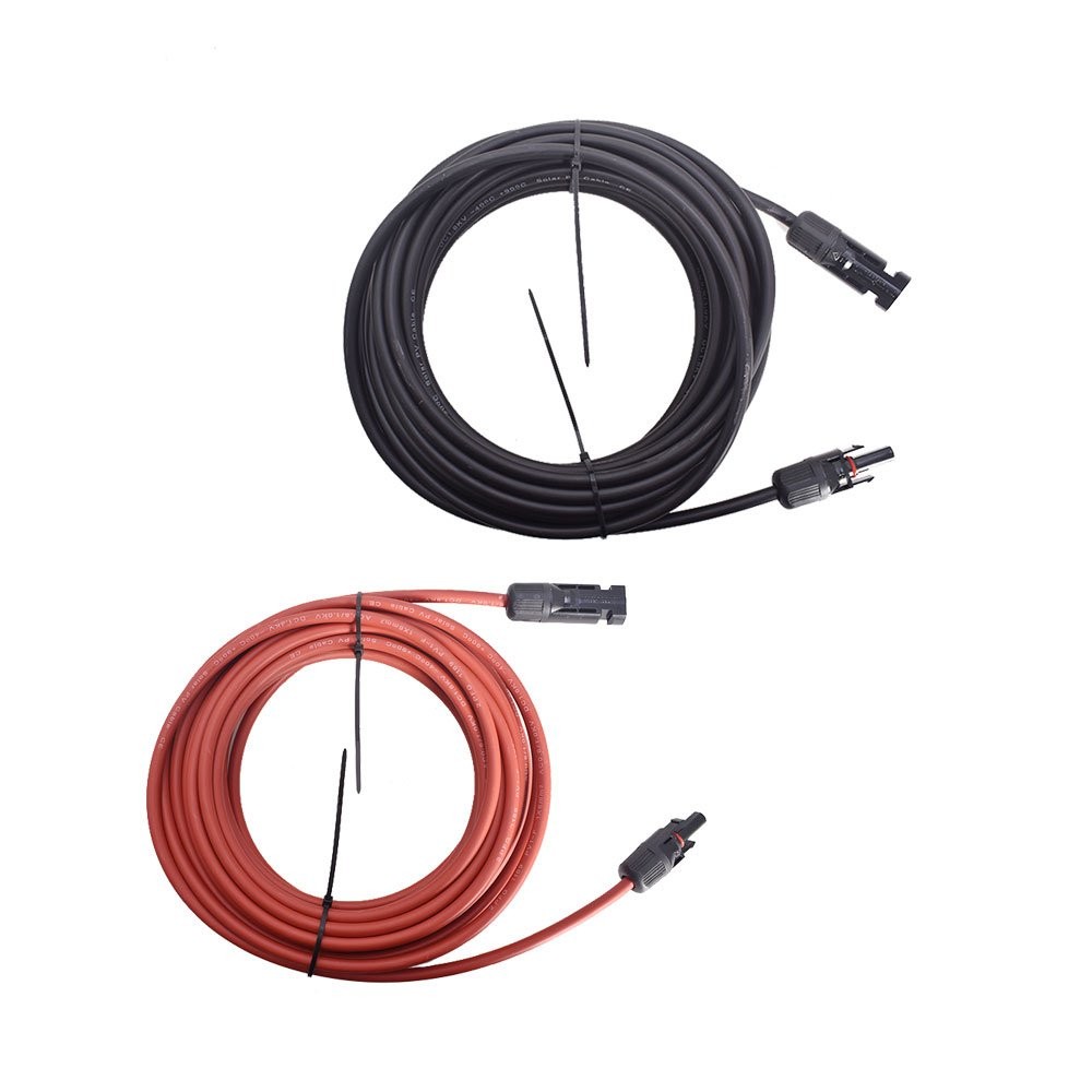 25 Feet 10AWG Black + Red Solar Panel Extension Cable Wire Connector 1 Pair