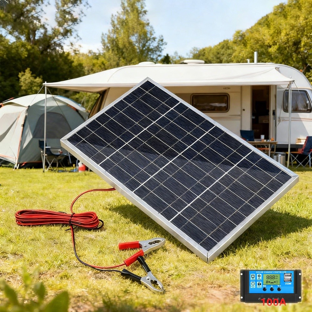 60W Solar Panel 12V Trickle Charger Battery Charger Kit Maintainer Boat Car RV
