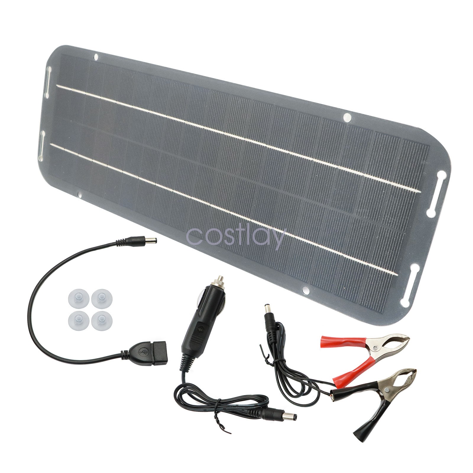 12V Trickle Charger 30W Solar Panel Battery Charger Kit Maintainer Boat Car RV