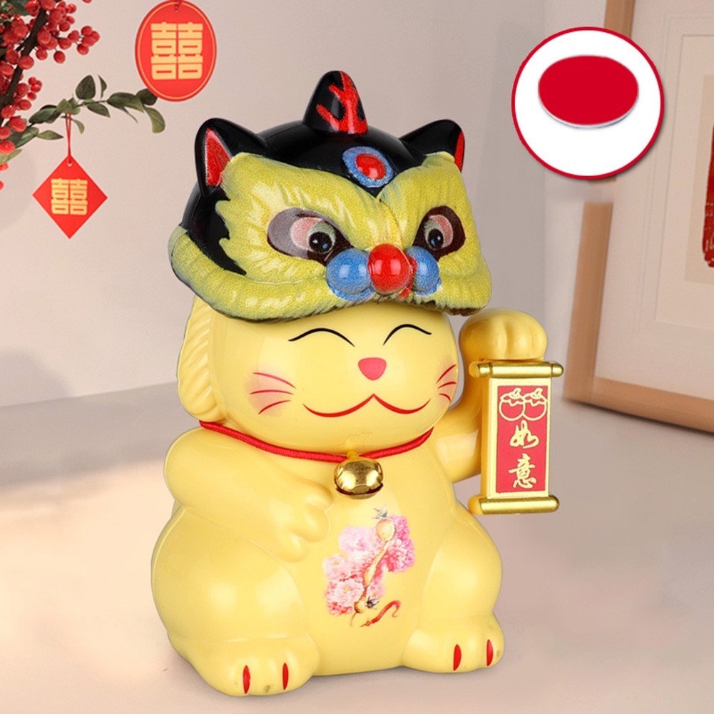 Auspicious Automatic Nodding Lucky Cat Decoration for Homes or Offices