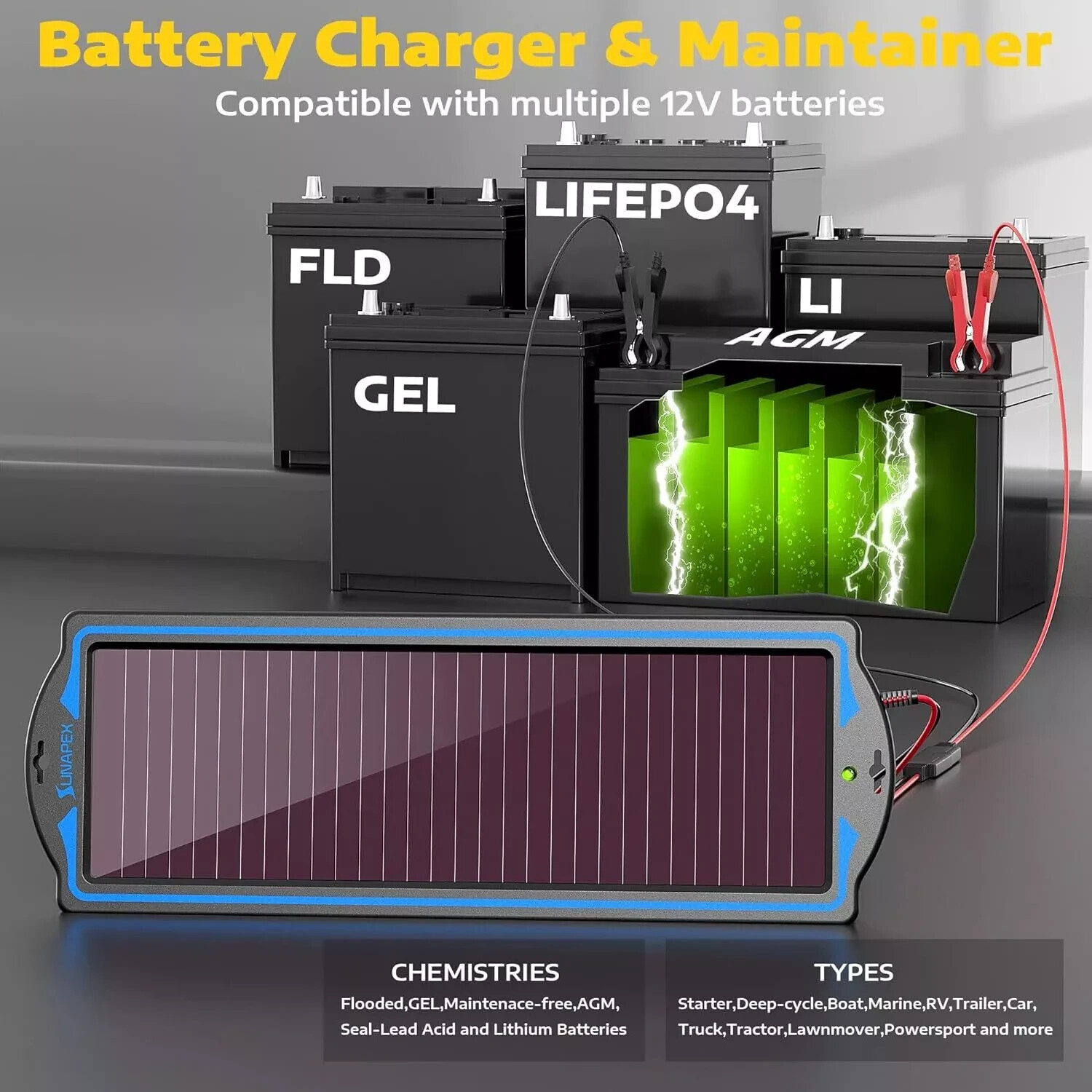Cargador Solar De Goteo De 12 V Para Bateria De Coche Cargador De Bateria So…