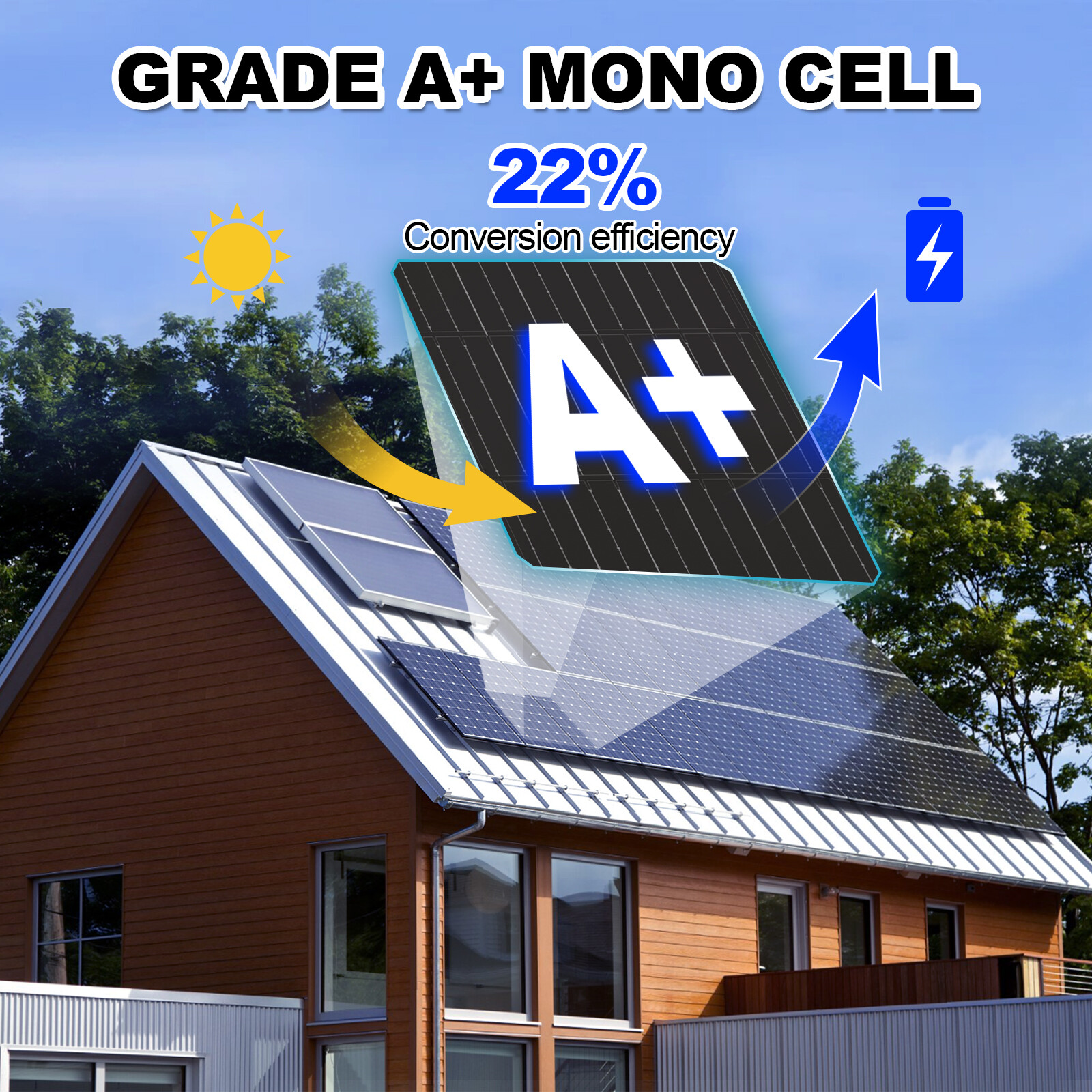 100W 170W 200W 300W Watt Monocrystalline Solar Panel 12V RV Boat Home Off Grid