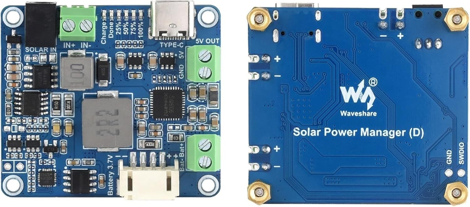 Solar Power Management Module D for 6V~24V Solar Panel and Type-C Power Adapt…