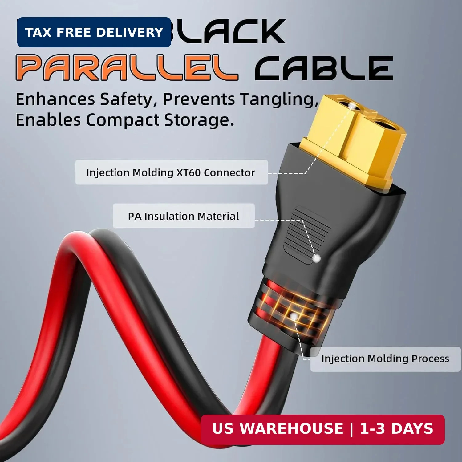 20FT 10AWG XT60 Solar Charging Cable, GIBBAB Solar Panel Connector to XT60 Exten