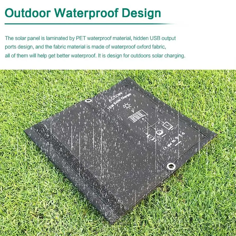 Folding Solar Panel 5V 21W Fast Dual USB Charge Power Bank For Cell Mobile Phone