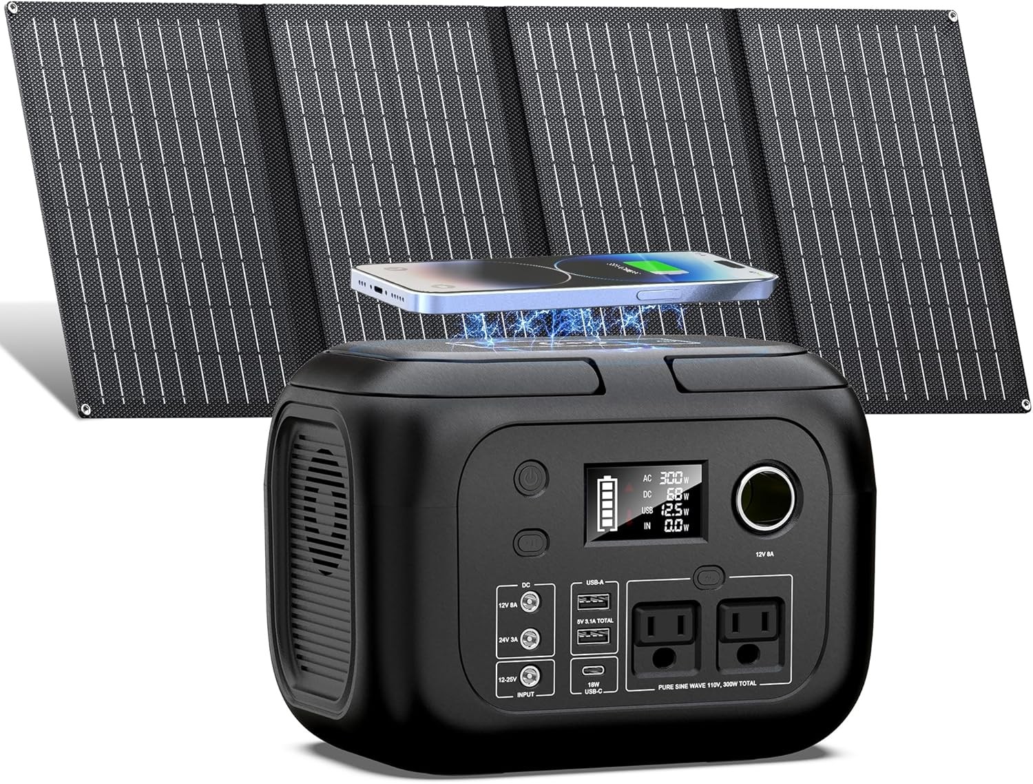 SinKeu Solar Generator 300W 70400mAh 260Wh Panel 40W Included