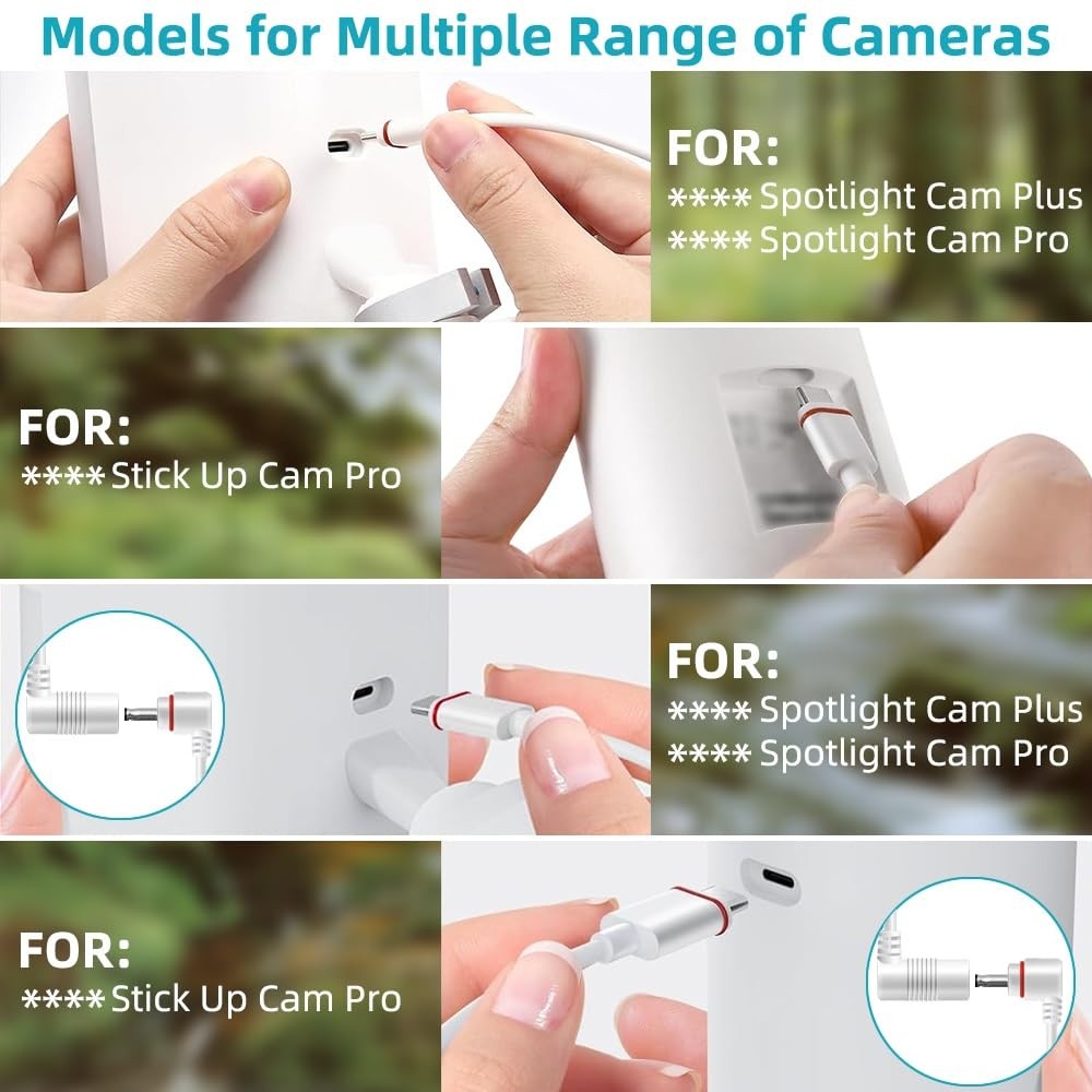 2PCS Barrel Plug to USB-C Adapter for Ring USB C Outdoor Cameras, Barrel Adapter