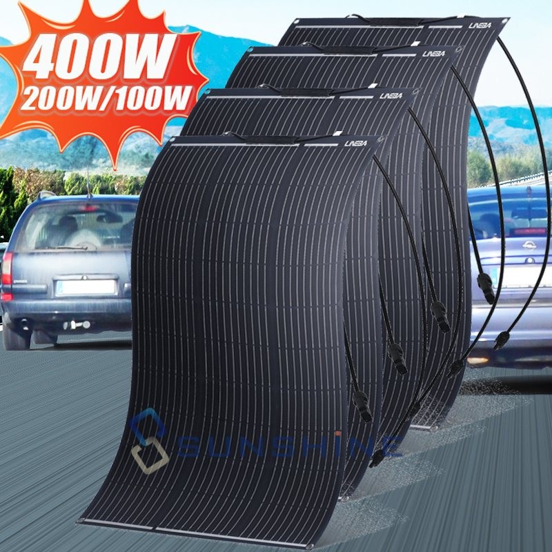 100W 200W 400W Ultra Thin Solar Panel Mono 12V P-Type Charger RV Home Off-Grid