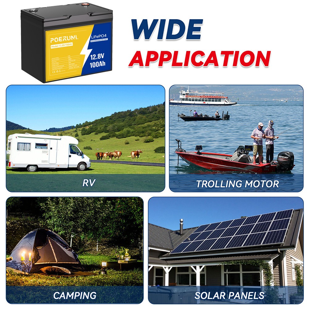 NEW 12V 100Ah LiFePO4 Lithium Battery Built-in BMS 8000+ Cycle Deep for Solar RV