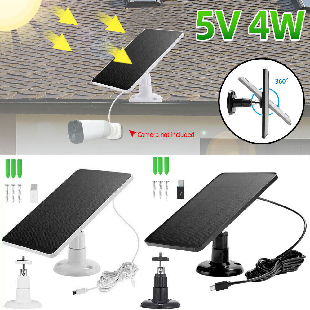 Solar Panel for Outdoor Camera Security Cam Micro USB to Type C Battery Charger